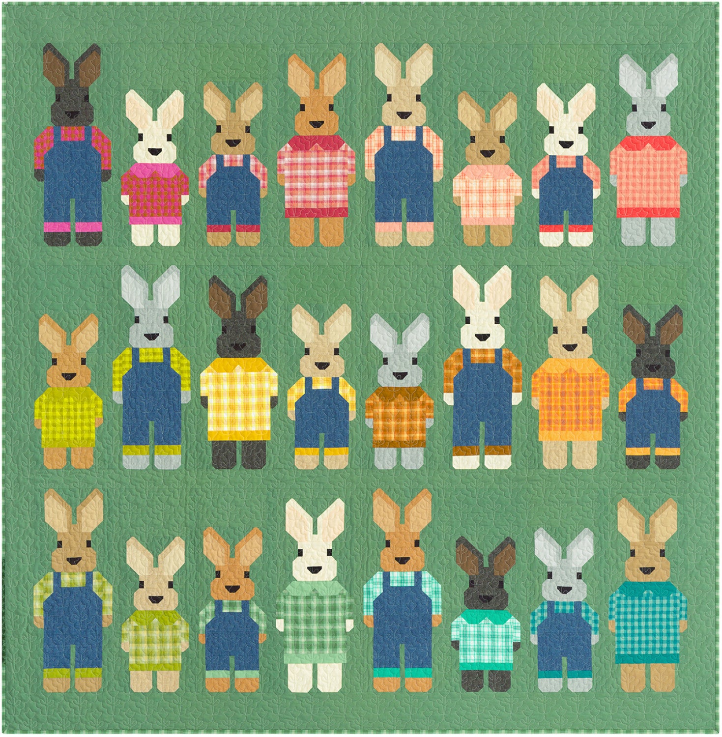The Bunny Bunch Quilt Kit - Kitchen Window Wovens by Elizabeth Hartman (75"x75")