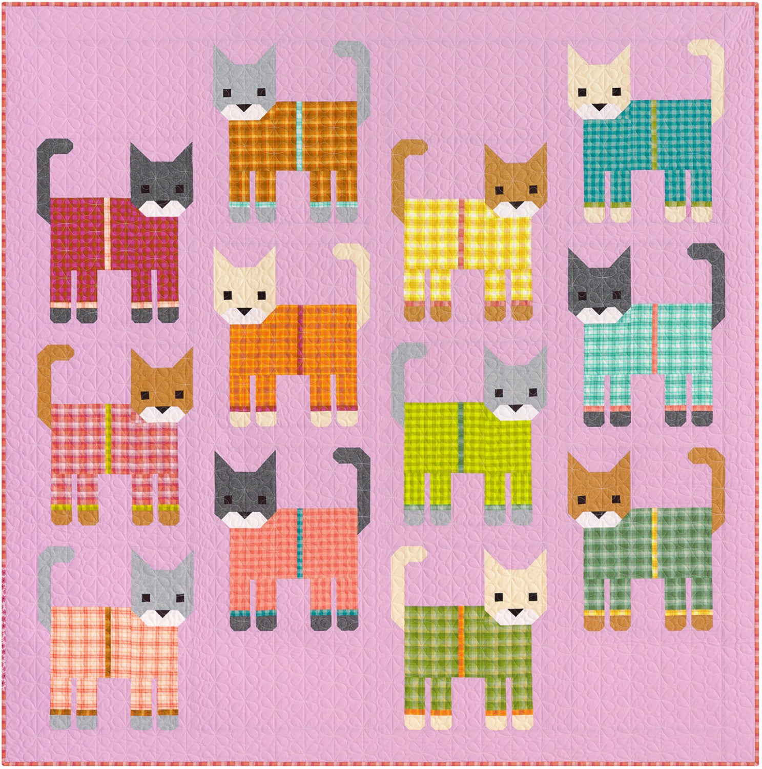Cats in Pajamas Quilt Kit - Kitchen Window Wovens by Elizabeth Hartman (72"x72)