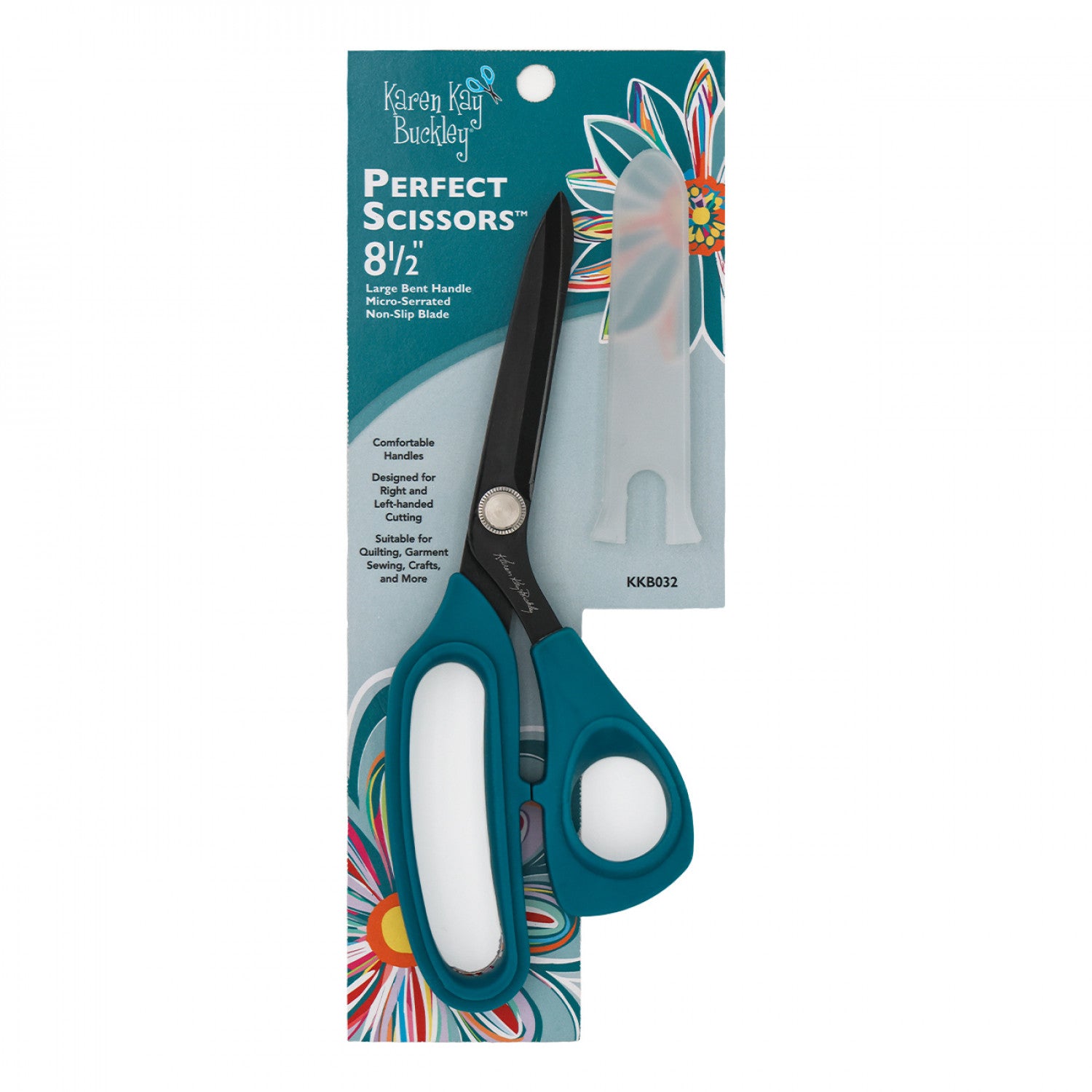 Perfect Scissors 8-1/2in by Karen Kay Buckley | Dark Teal Large Bent Handle Micro-Serrated Non-Slip Blade