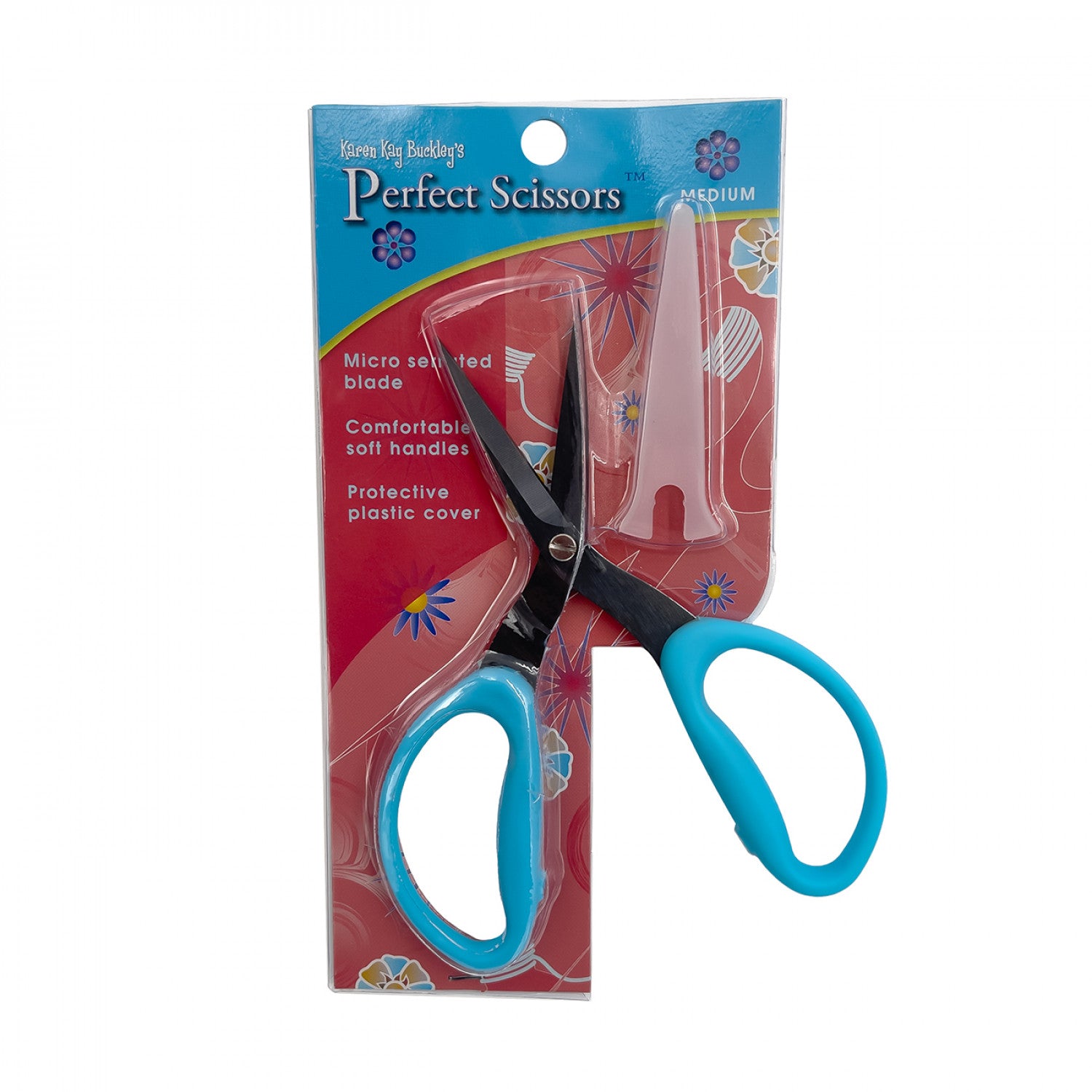 Perfect Scissors 6" Medium by Karen Kay Buckley | Blue Comfort Handle Micro-Serrated Non-Slip Blade