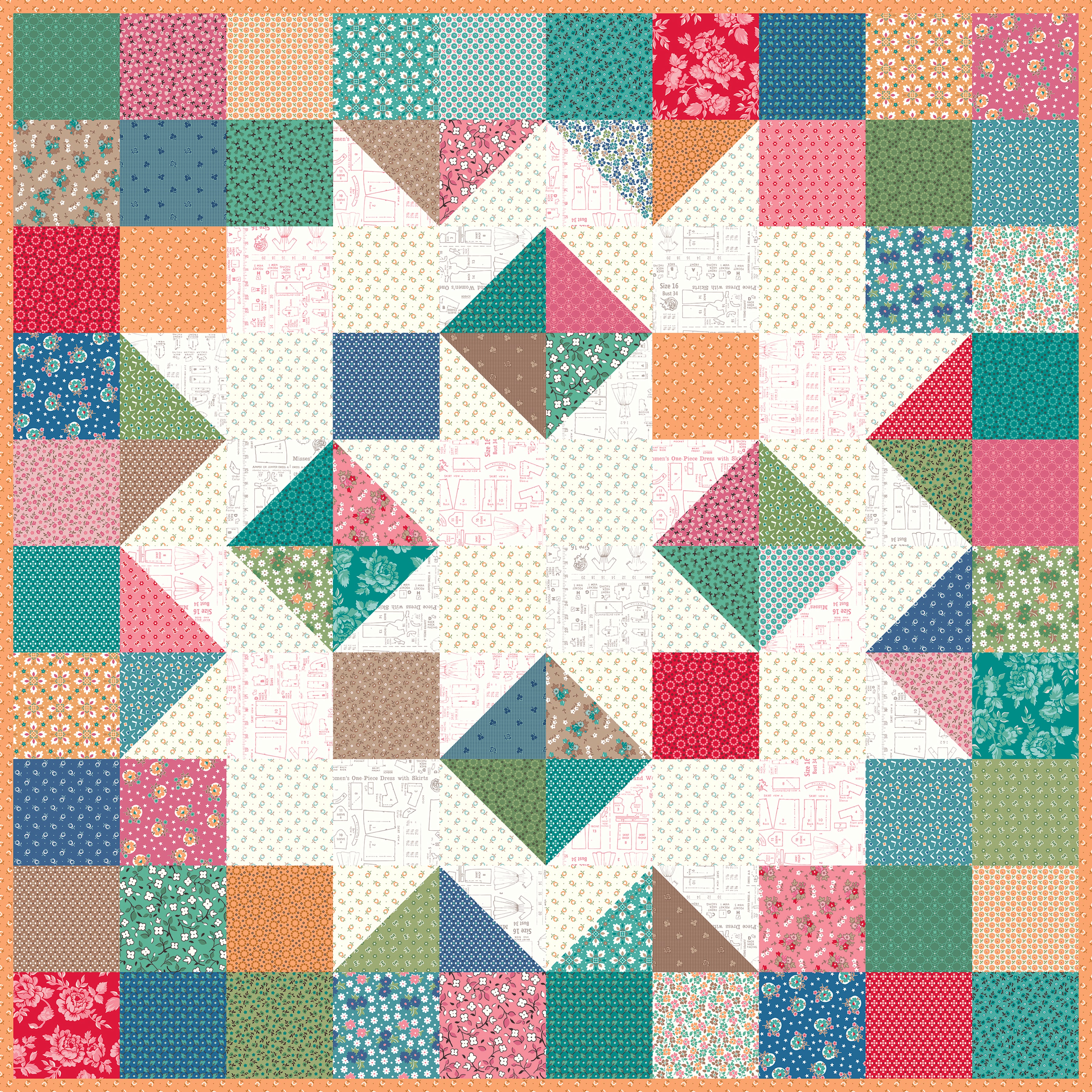 Home Town | Friendship Star Table Topper by Lori Holt for Riley Blake | KT-13581  | 40" x 40"