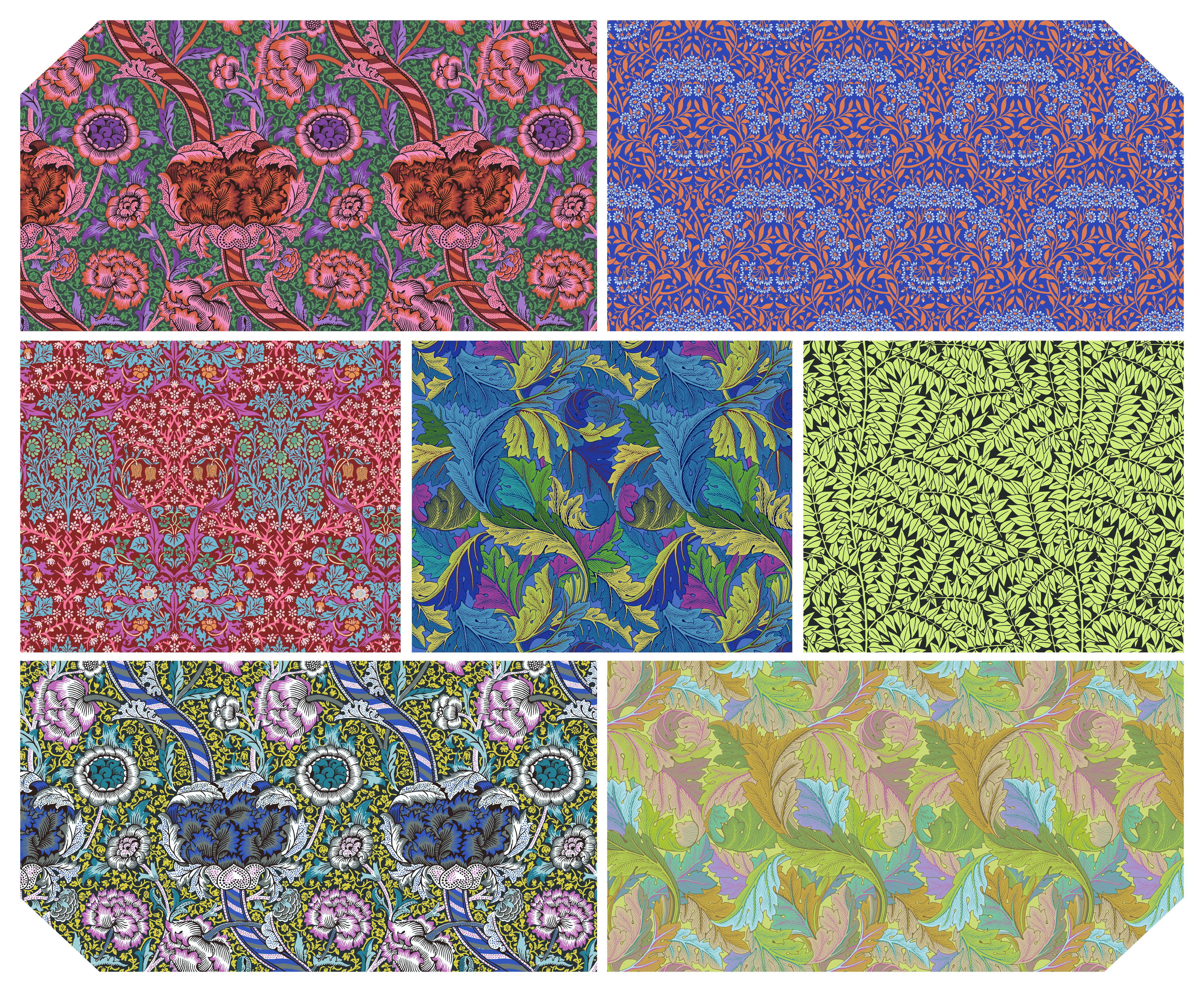 Kaffe Fassett x Morris & Co. | Fat Quarter Bundle - Bold from Free Spirit Fabrics | 7 pcs