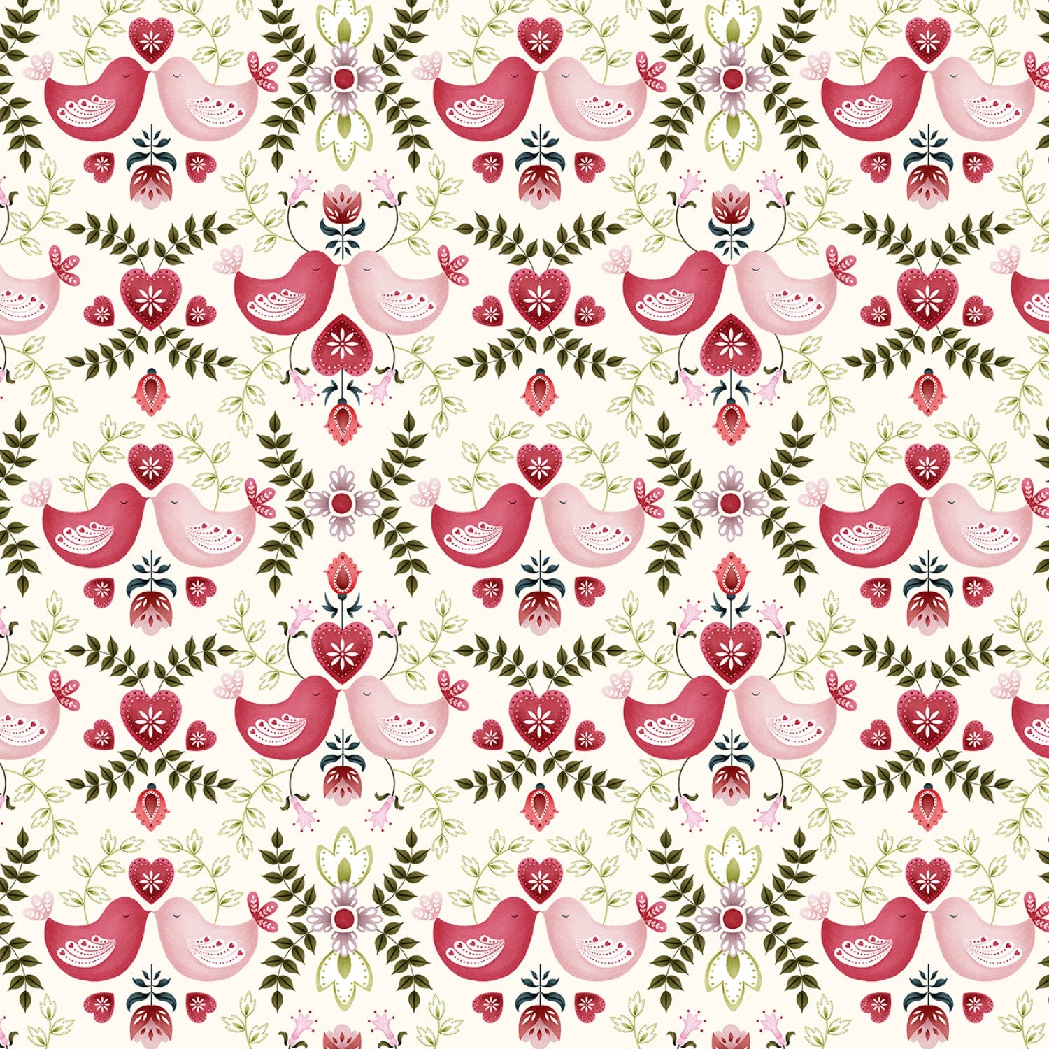 Love Birds | Set Love Birds Ecru by Debbie Monson for P&B Textiles | LBIR5333-E