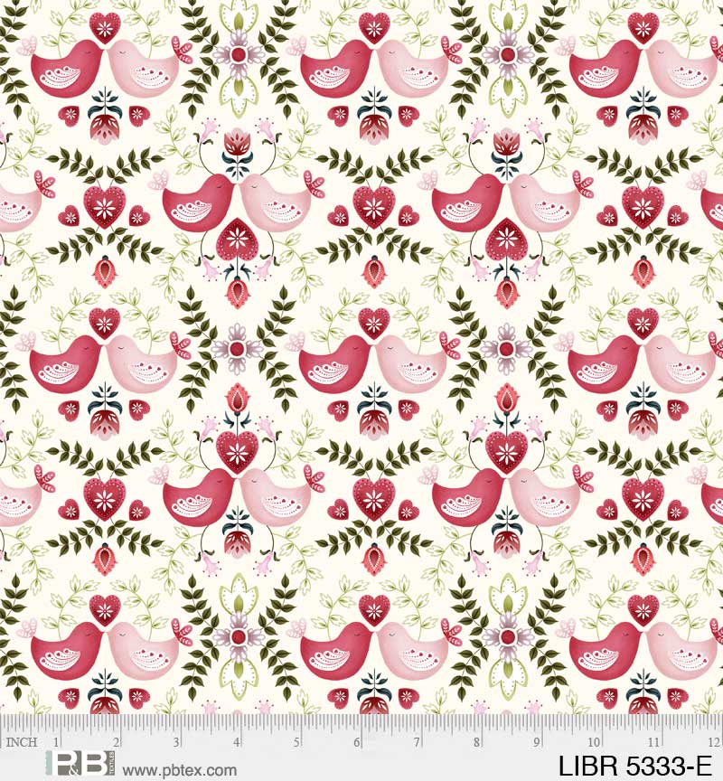 Love Birds | Set Love Birds Ecru by Debbie Monson for P&B Textiles | LBIR5333-E