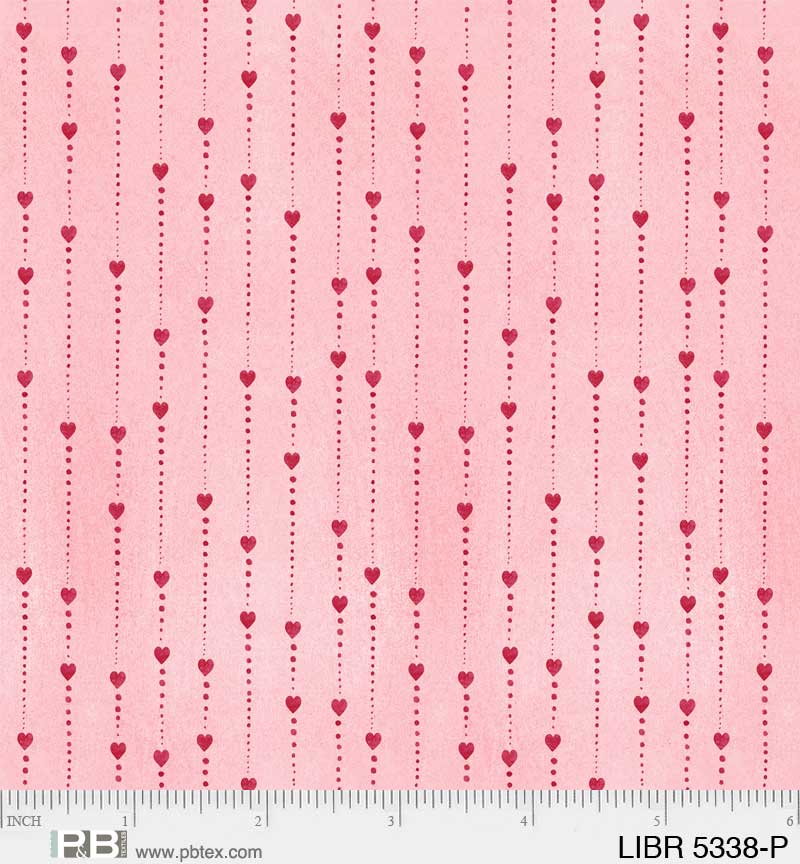 Love Birds | Heart Stripe Pink by Debbie Monson for P&B Textiles | LBIR5338-P