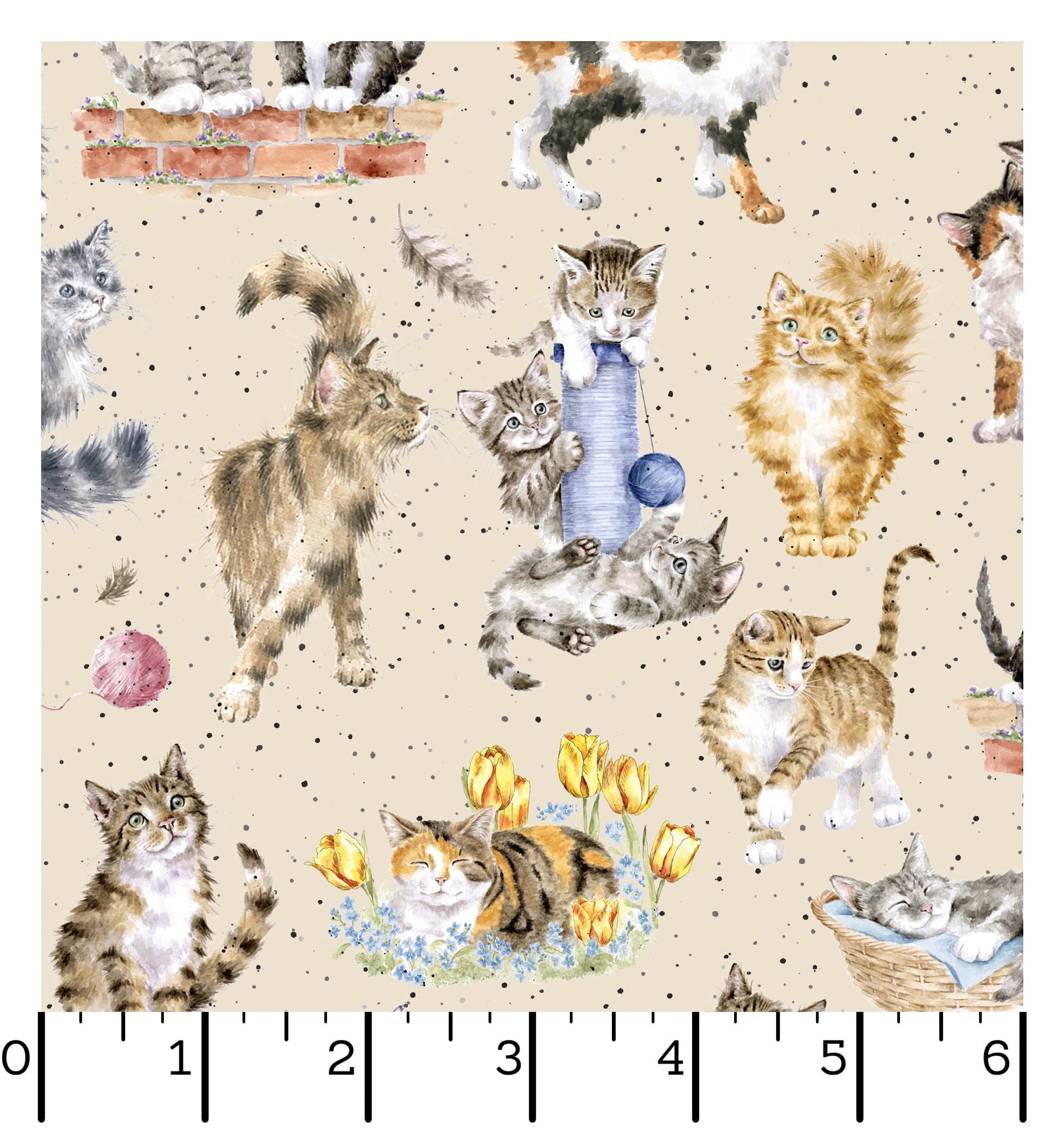 Whiskers & Paws | Directional Cats - Cream by Hannah Dale for Maywood Studio | MAS10414-E