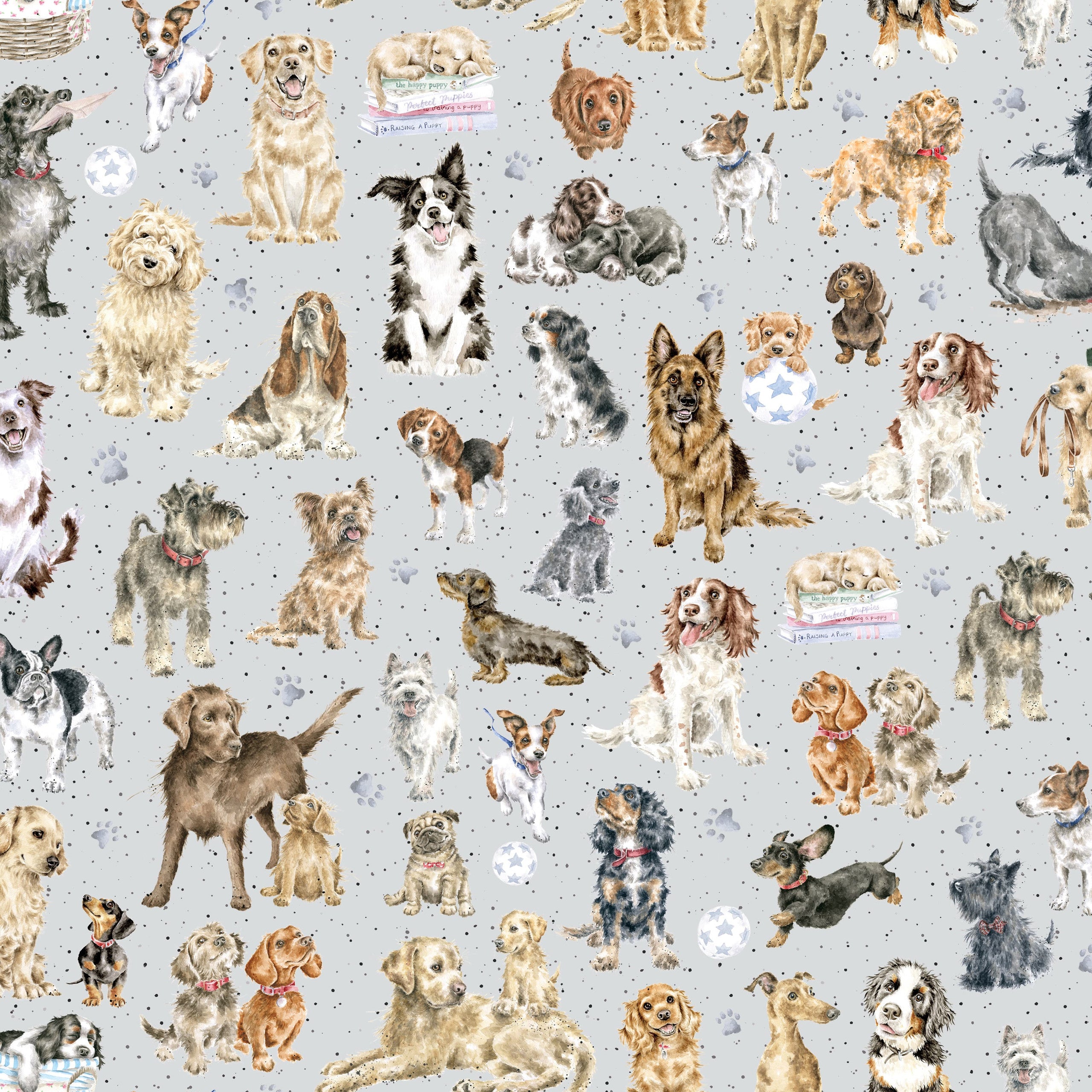 Whiskers & Paws | Directional Dogs - Grey by Hannah Dale for Maywood Studio | MAS10415-K