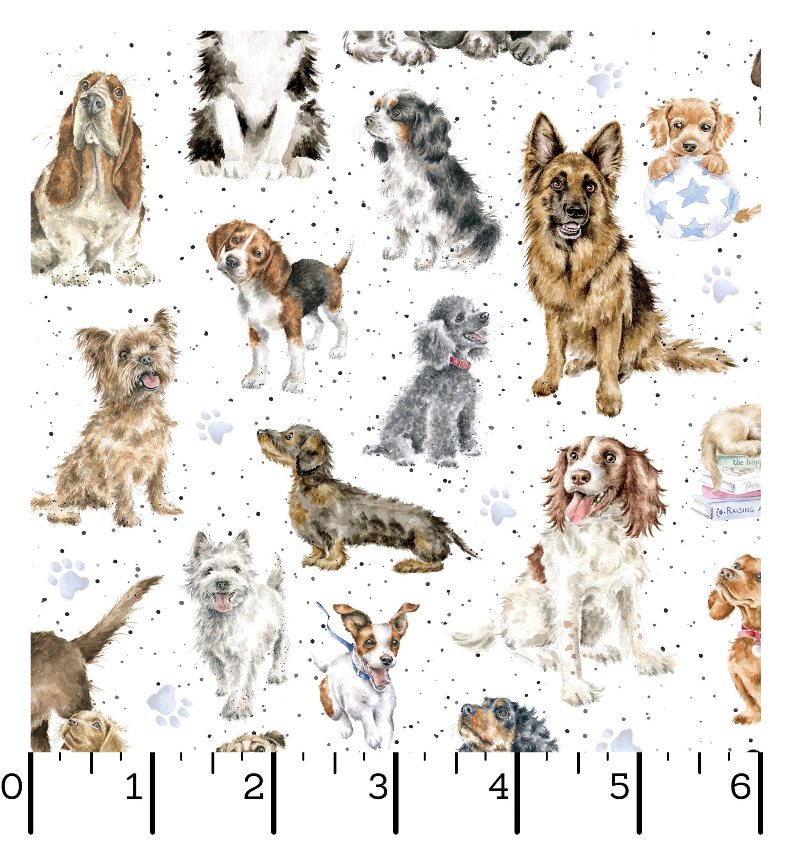 Whiskers & Paws | Directional Dogs - White by Hannah Dale for Maywood Studio | MAS10415-W