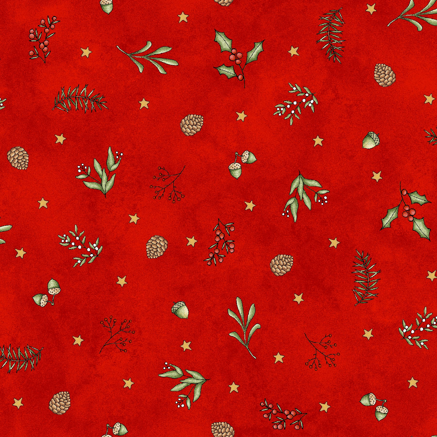 Homemade Holidays | Tiny Greens - Red by Kris Lammers for Maywood Studio | MAS10555-R