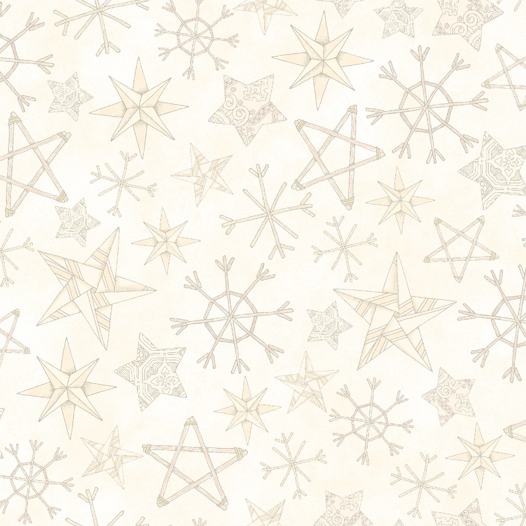 Homemade Holidays | Straw Stars - Cream by Kris Lammers for Maywood Studio | MAS10556-E