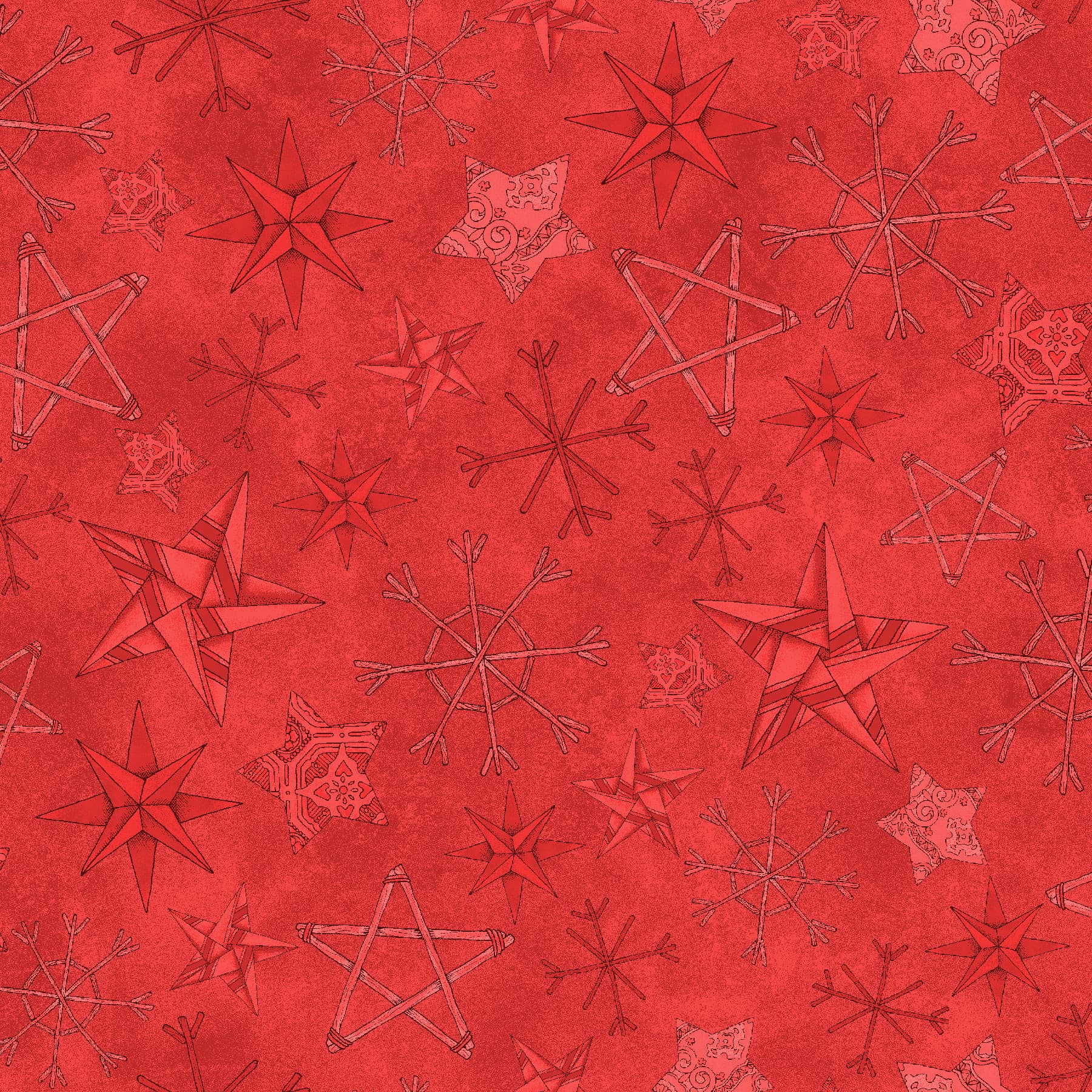 Homemade Holidays | Straw Stars - Red by Kris Lammers for Maywood Studio | MAS10556-R