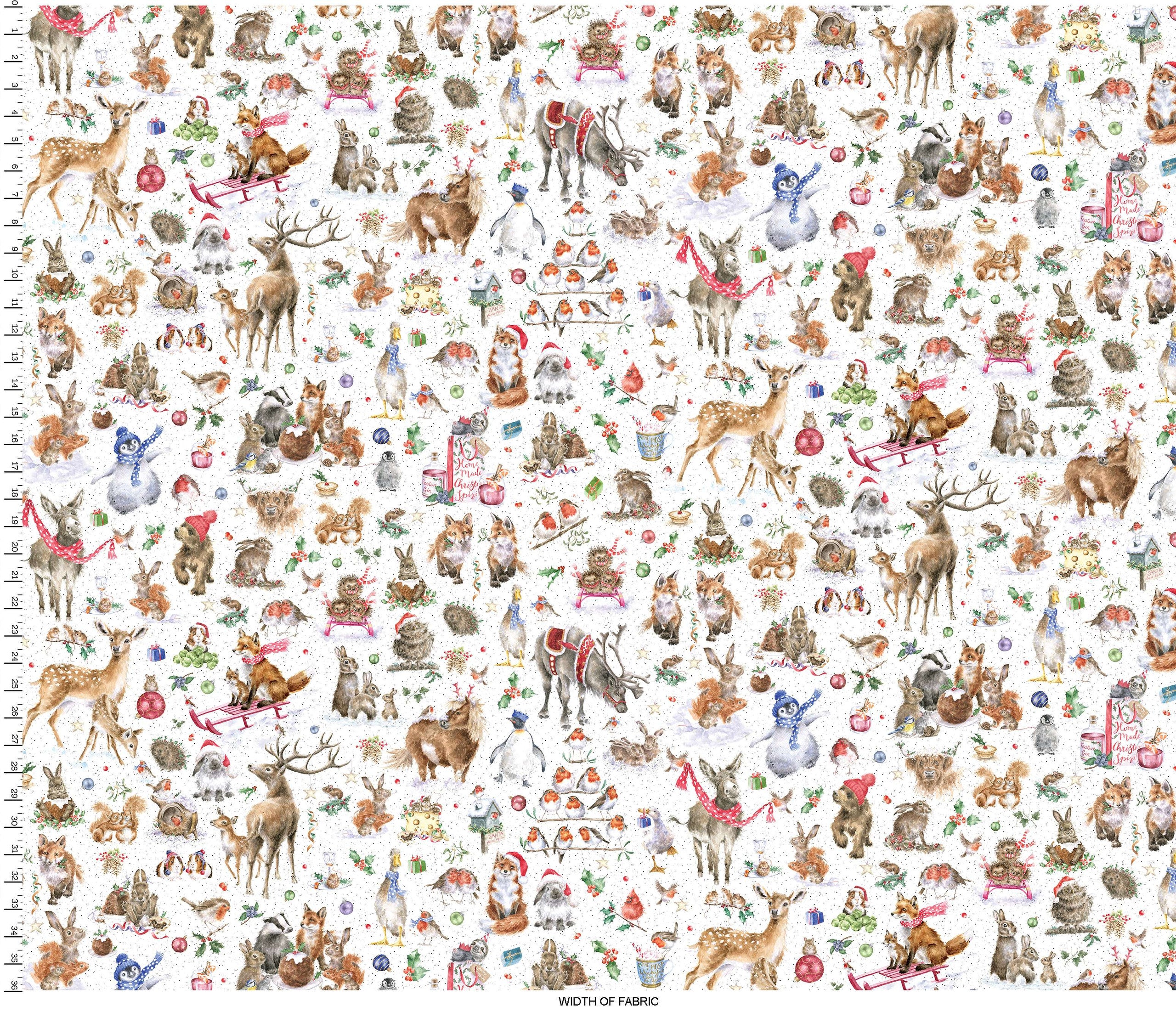 One Snowy Day | White Menagerie by Hannah Dale for Maywood Studio | D10372-W | Quilting Cotton