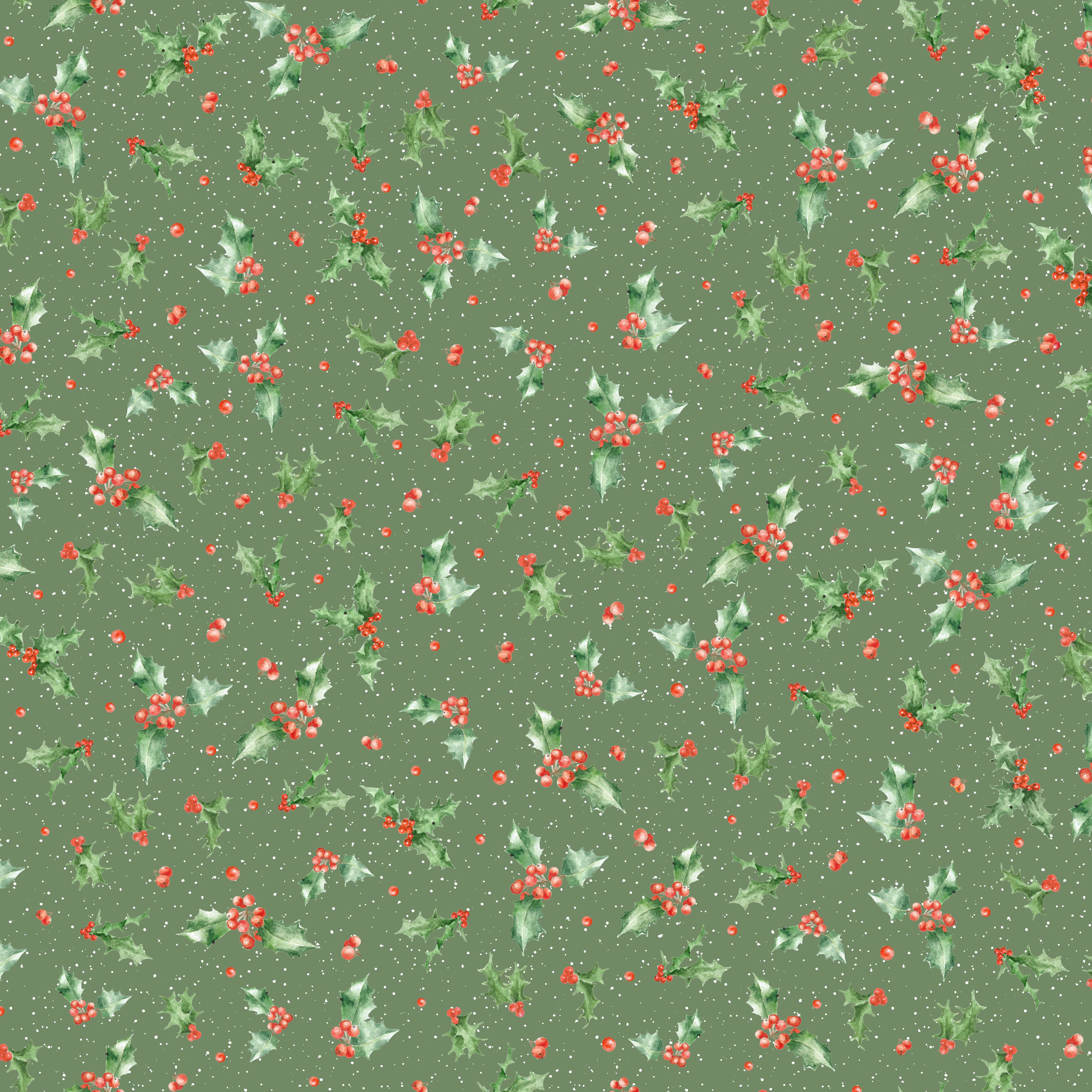 One Snowy Day | Dark Green Holly by Hannah Dale for Maywood Studio | MASD10376-G2