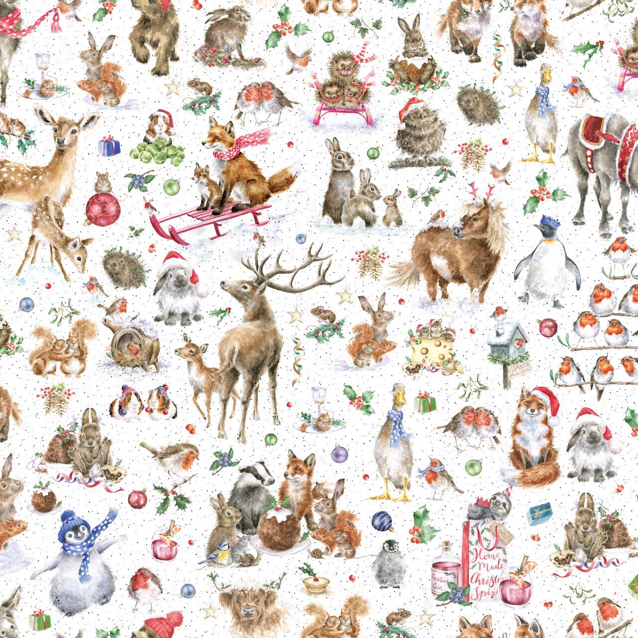 One Snowy Day | White Menagerie on 60" Minky by Hannah Dale for Maywood Studio | MASDMK10382-W | MINKY