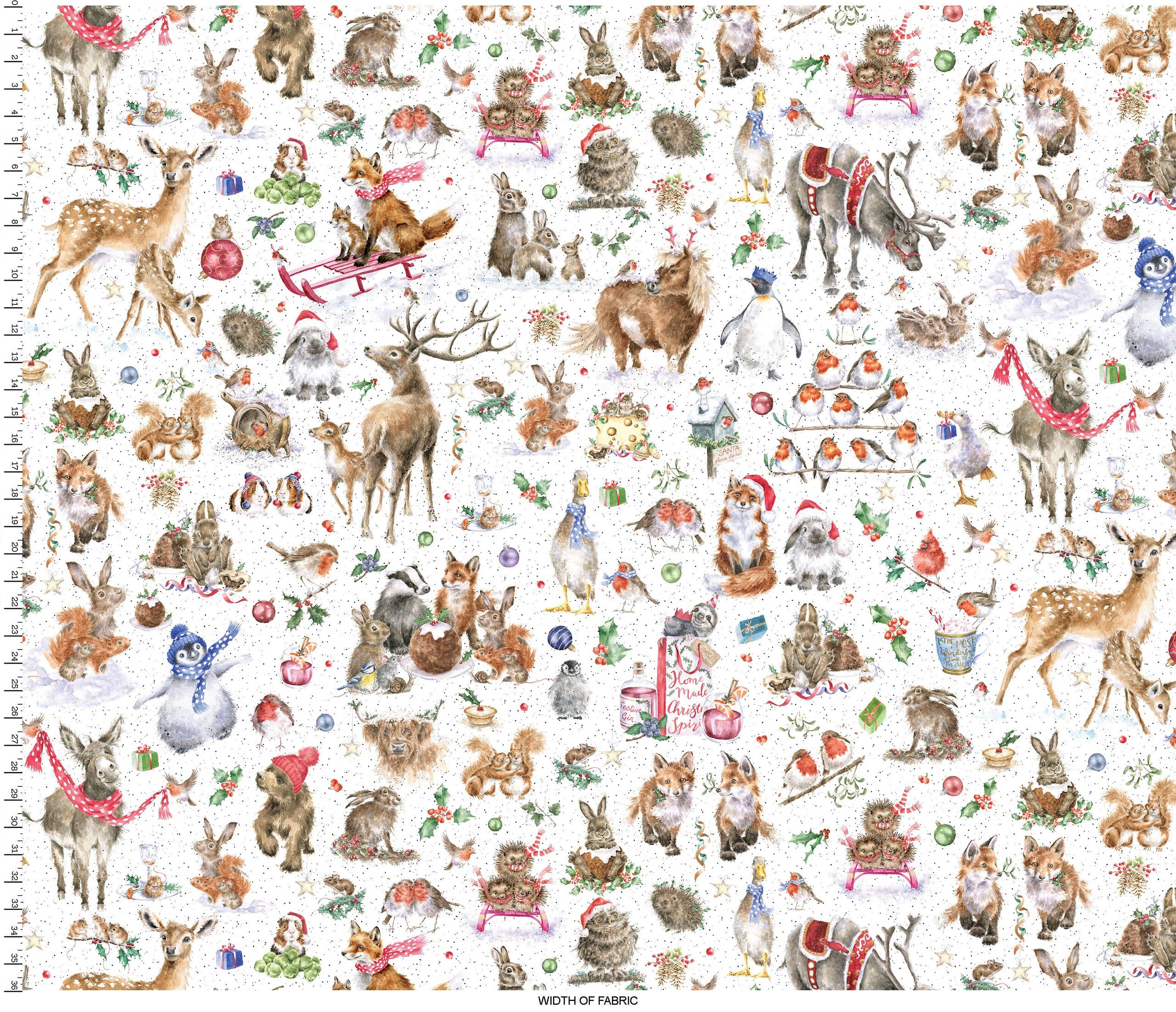 One Snowy Day | White Menagerie on 60" Minky by Hannah Dale for Maywood Studio | MASDMK10382-W | MINKY