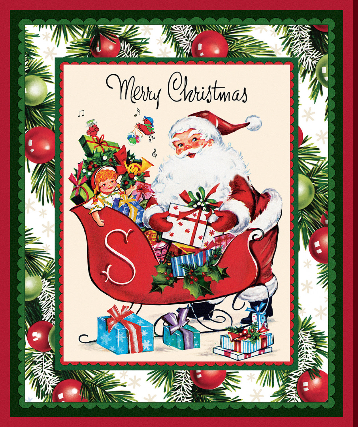 Merry Melody | Nostalgic Santa 24" Panel by Lesa Marino for P&B Textiles | MMEL5430-PA