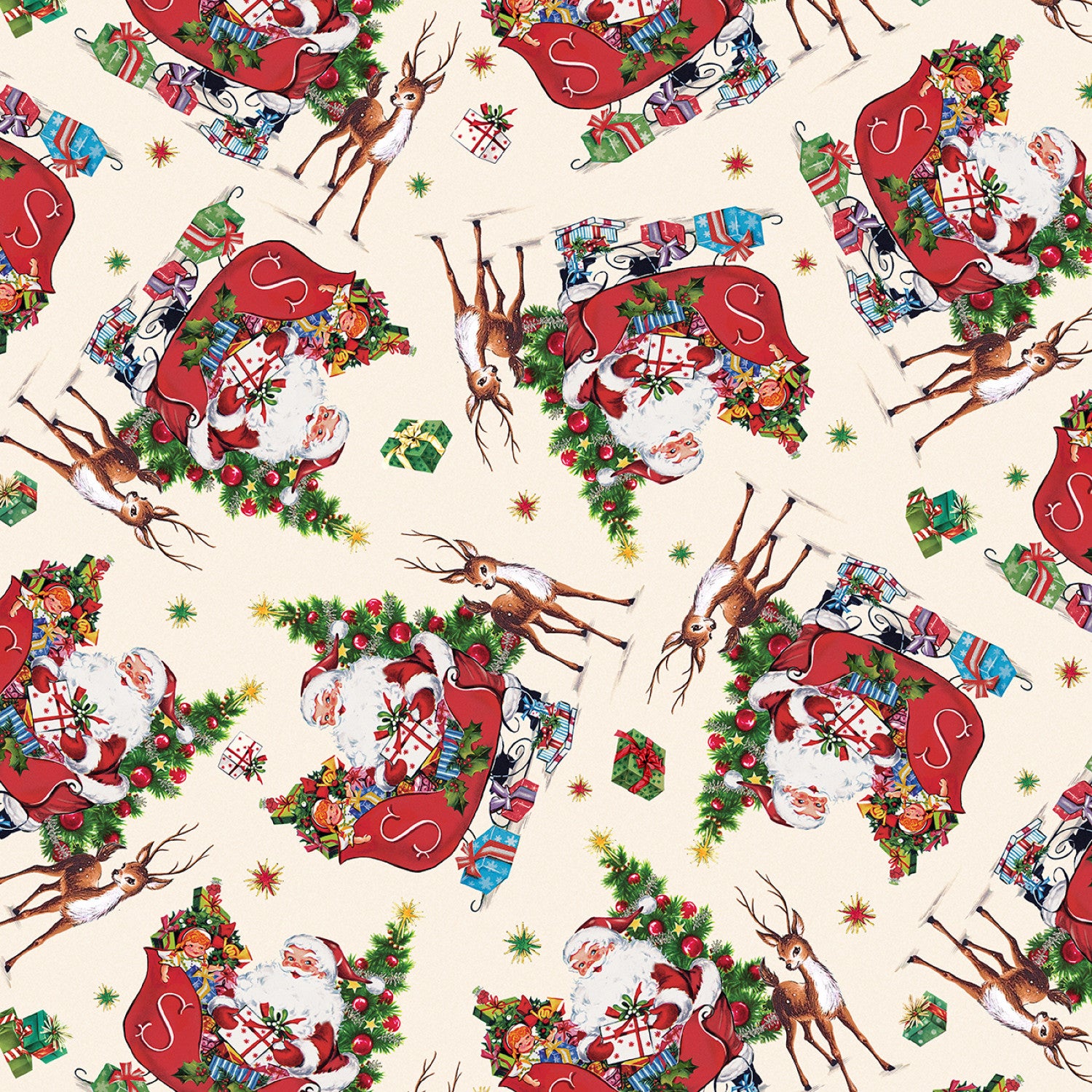 Merry Melody | Nostalgic Santa Toss by Lesa Marino for P&B Textiles | MMEL5431-E