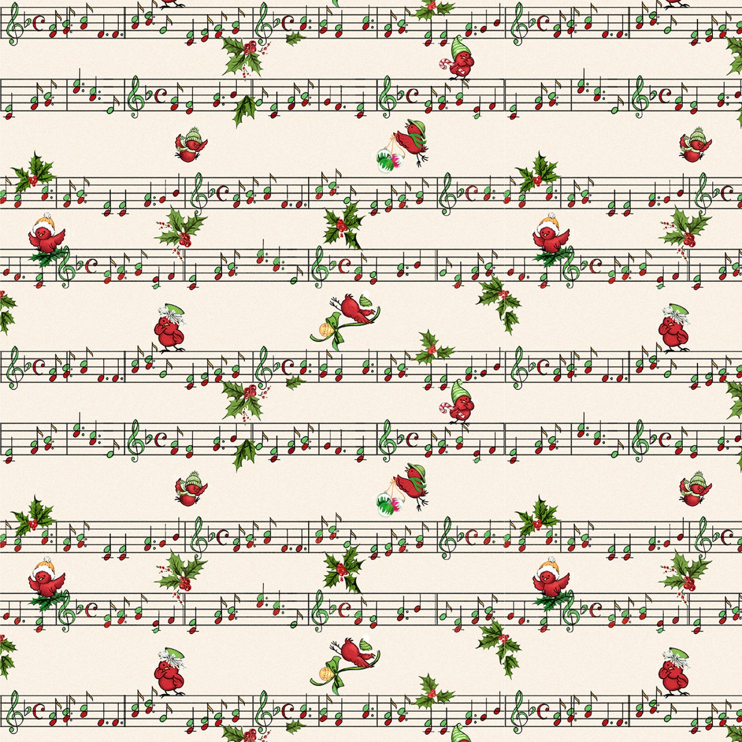 Merry Melody | Holiday Sheet Music Cream by Lesa Marino for P&B Textiles | MMEL5433-E