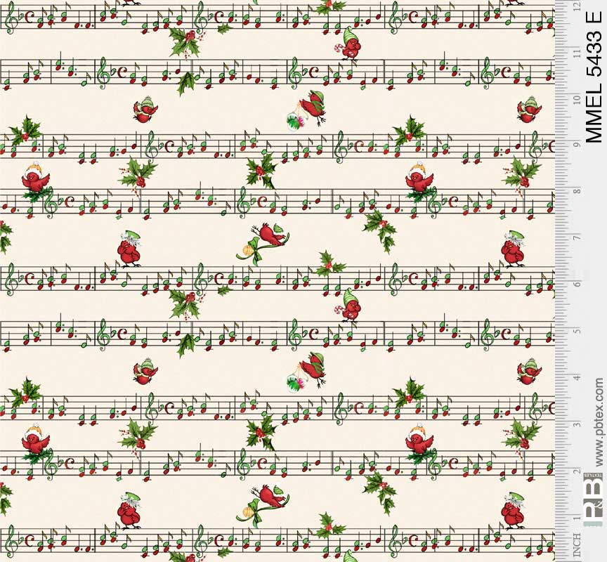 Merry Melody | Holiday Sheet Music Cream by Lesa Marino for P&B Textiles | MMEL5433-E