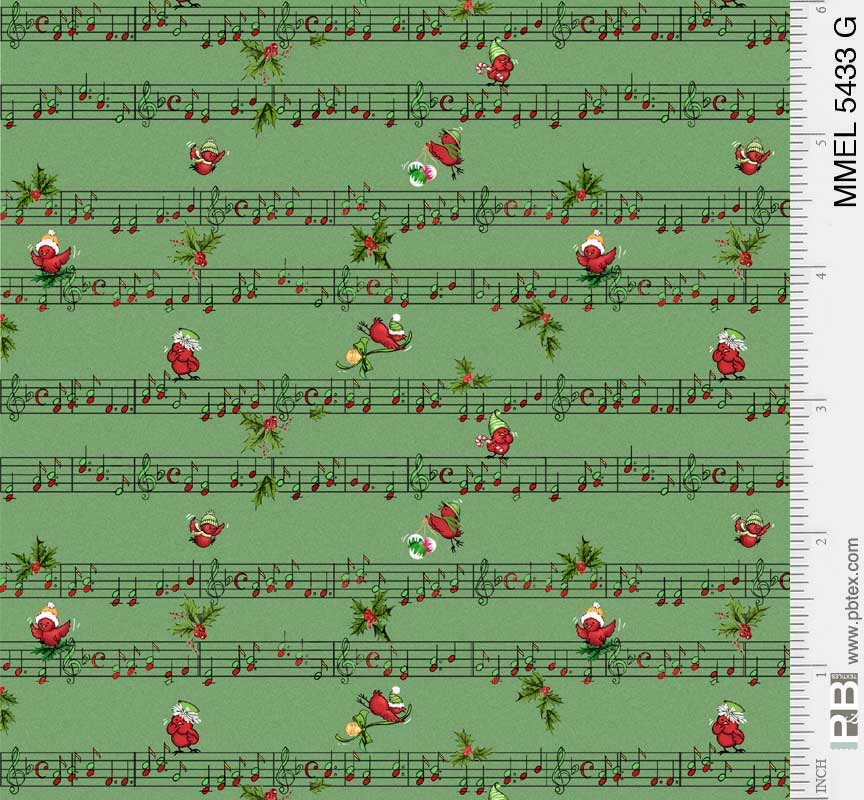 Merry Melody | Holiday Sheet Music Green by Lesa Marino for P&B Textiles | MMEL5433-G