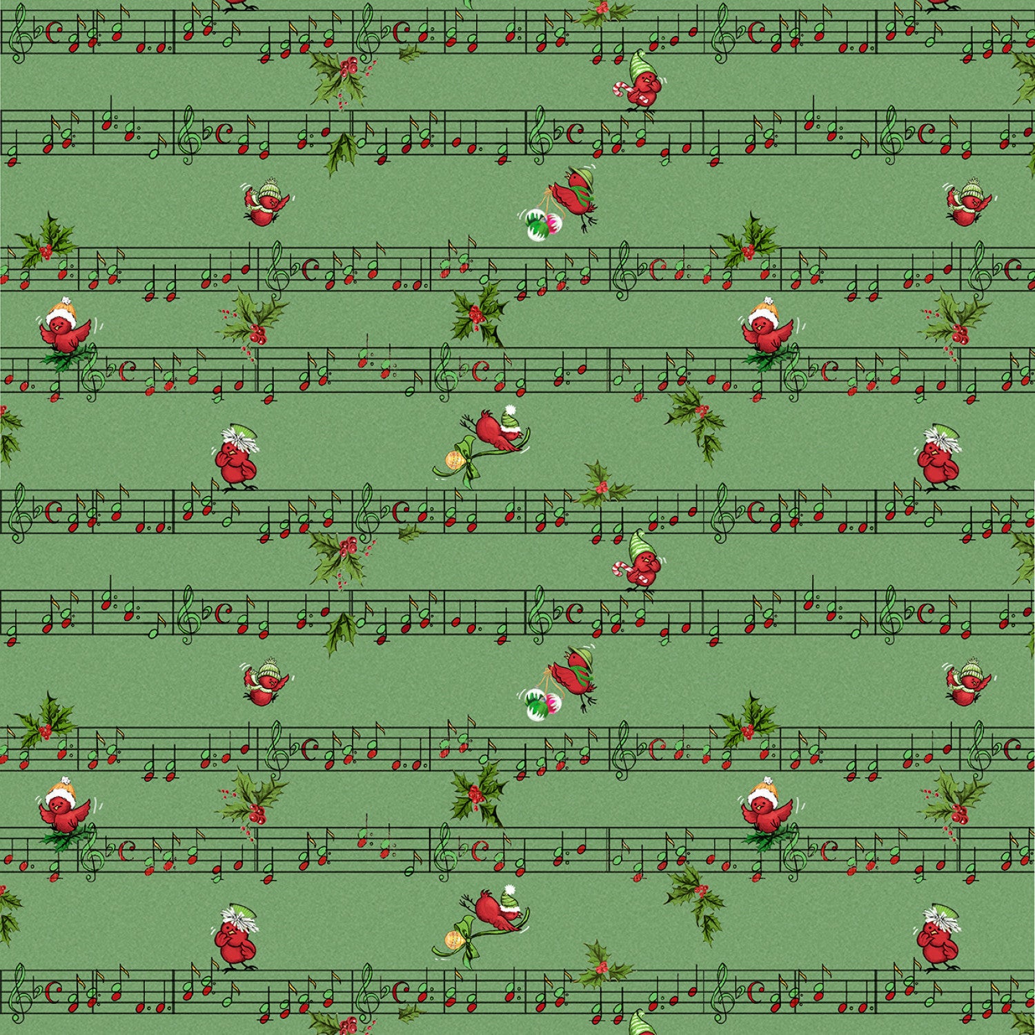 Merry Melody | Holiday Sheet Music Green by Lesa Marino for P&B Textiles | MMEL5433-G