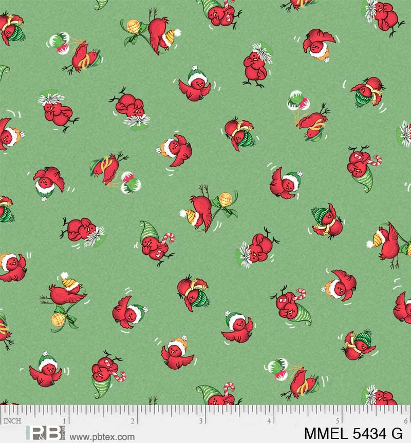 Merry Melody | Singing Birds Toss Green by Lesa Marino for P&B Textiles | MMEL5434-G