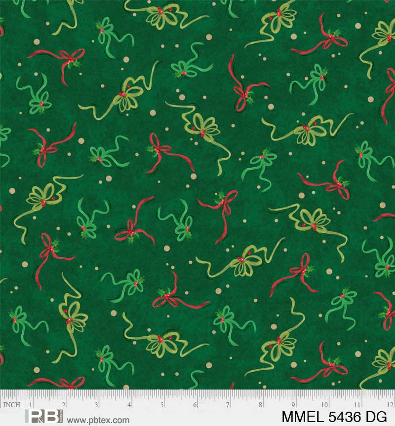 Merry Melody | Vintage Bows Green by Lesa Marino for P&B Textiles | MMEL5436-DG