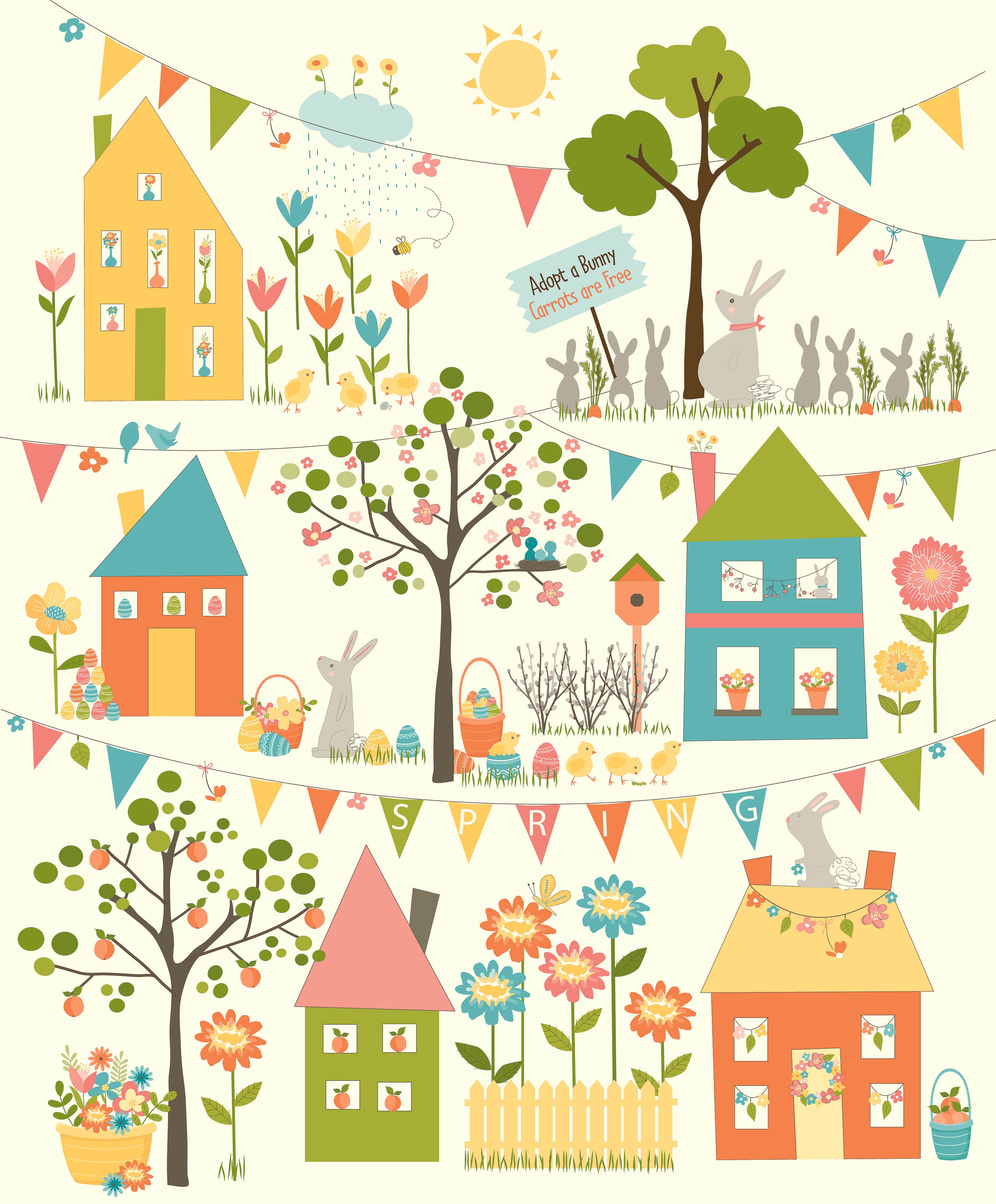 Spring's In Town | 36" Panel by Sandy Gervais for Riley Blake | P14218-PANEL