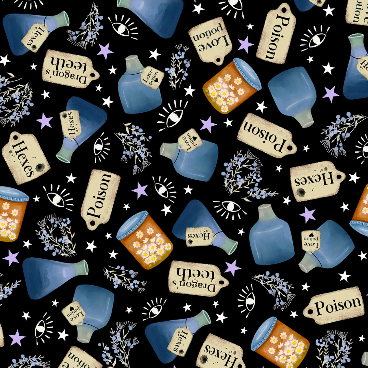 Practical Magic | Potion Toss Midnight by Jacqueline Wild for P&B Textiles | PMAG5363-K