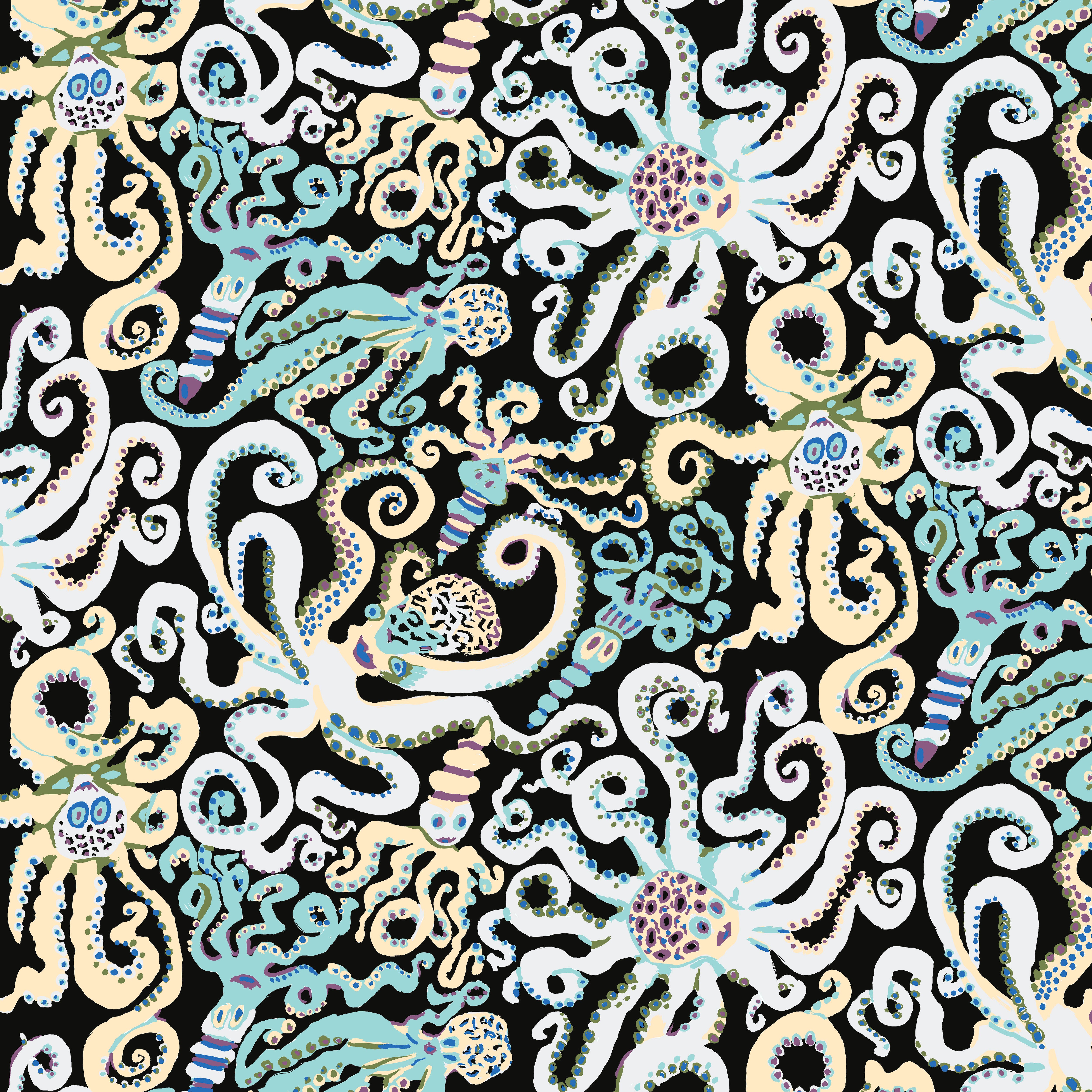 Stash | Octopus - Black by Philip Jacobs for Kaffe Fassett Collective | PWBM074.BLACK