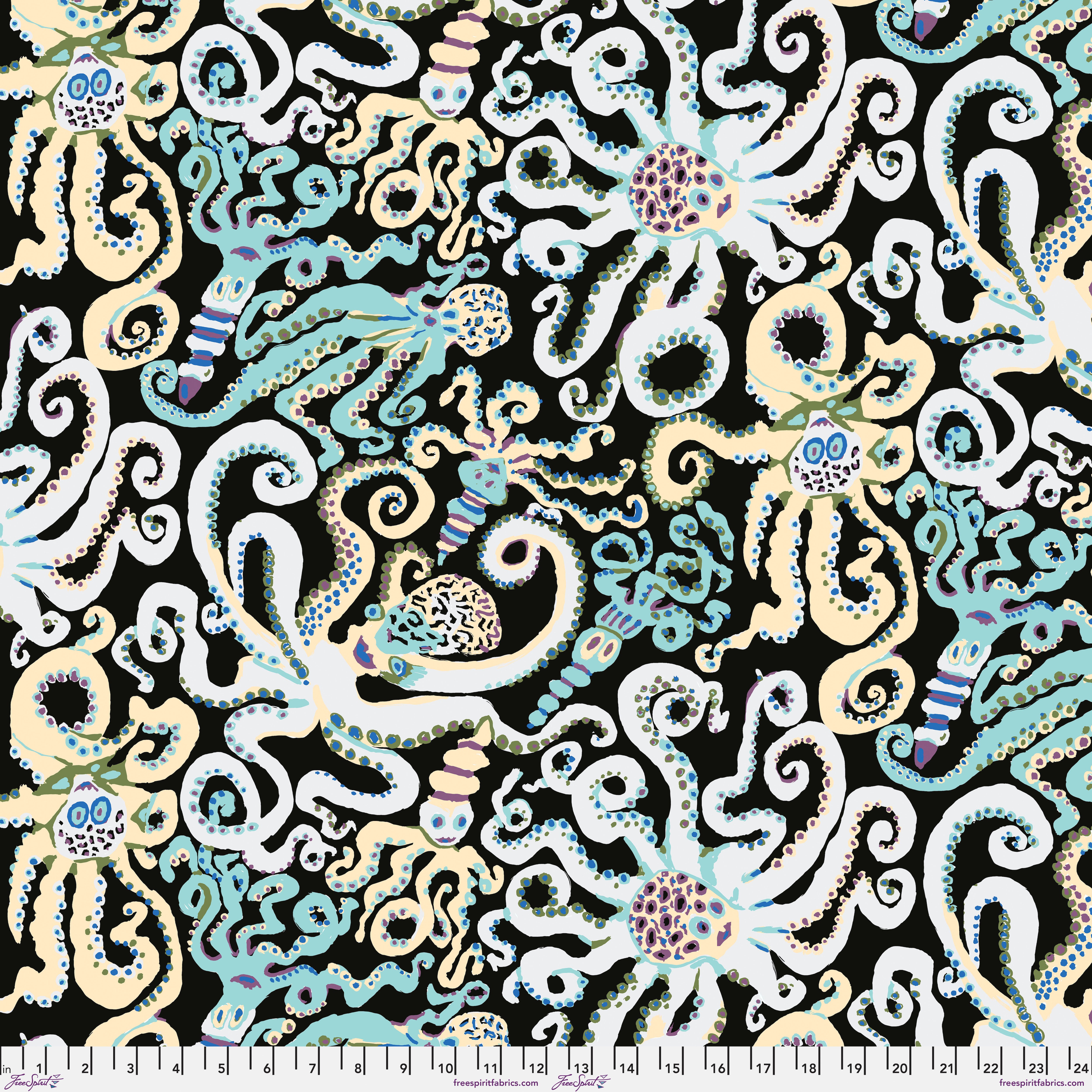 Stash | Octopus - Black by Philip Jacobs for Kaffe Fassett Collective | PWBM074.BLACK