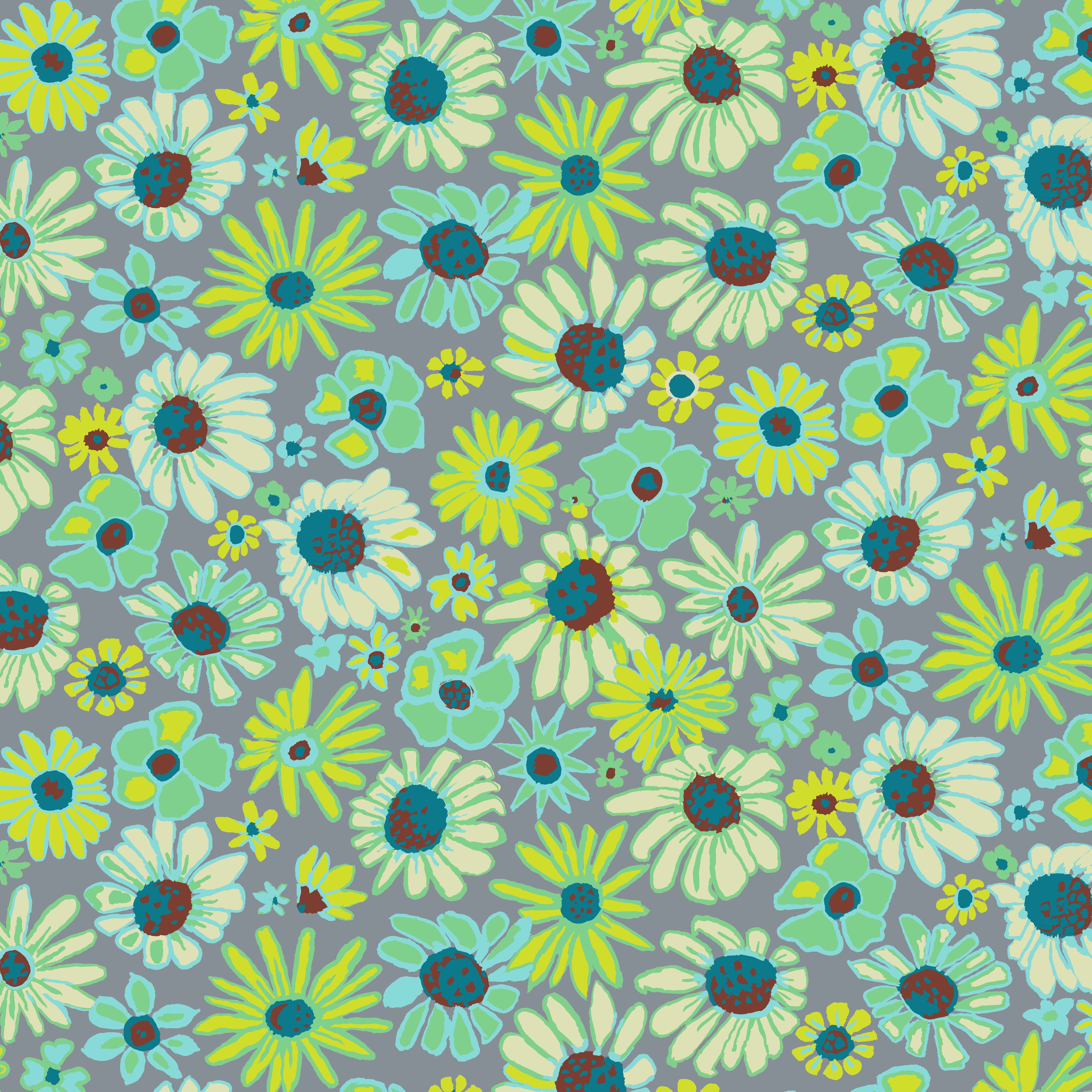 August 2024 | Bloomers - Grey by Brandon Mably for the Kaffe Fassett Collective | PWBM093.GREY