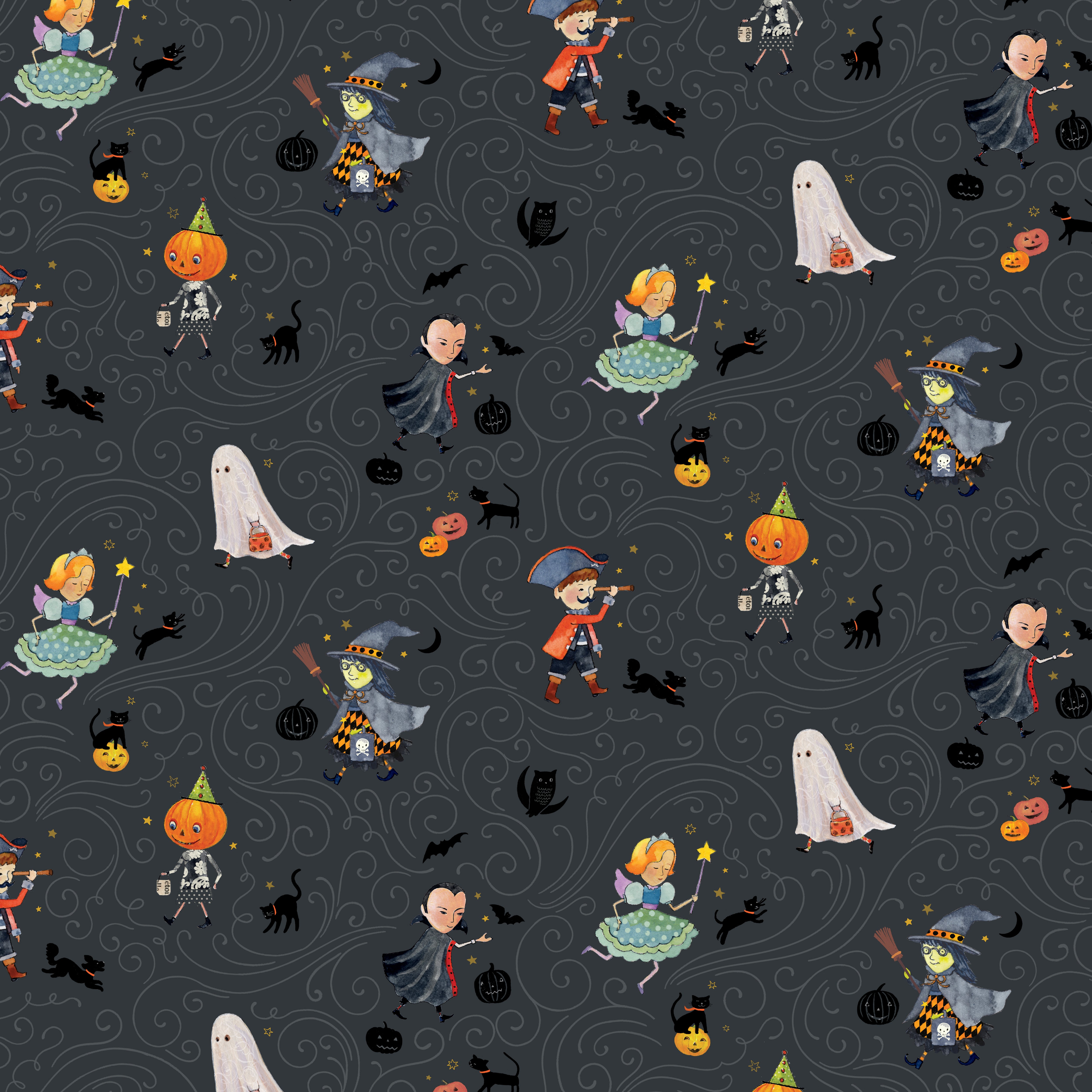 Haunted | Happy Hunting - Licorice by Brenda Walton for Free Spirit | PWBW017.XLICORICE