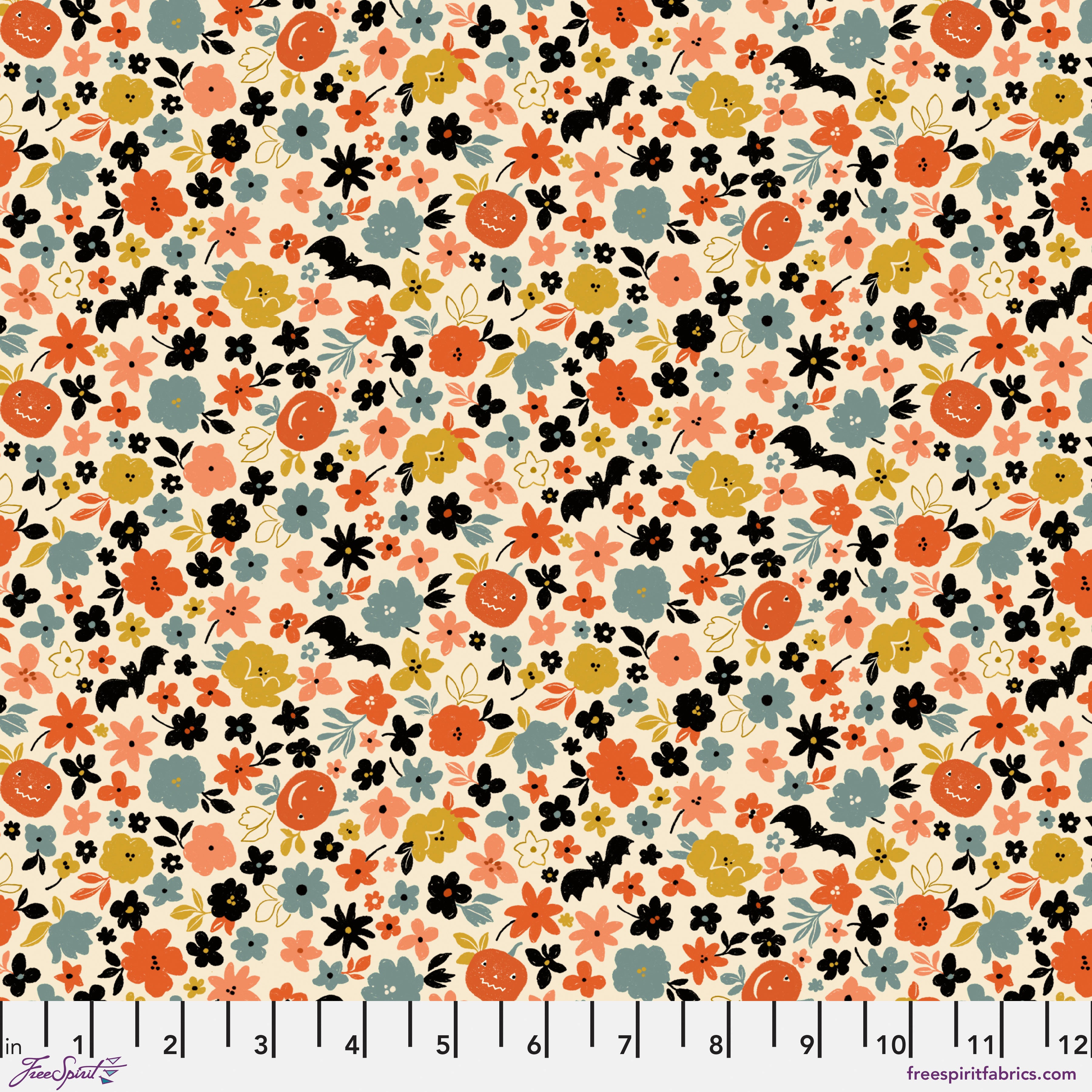 Haunted | Pumpkin Patch and Bats - Cream by Brenda Walton for Free Spirit | PWBW019.XCREAM