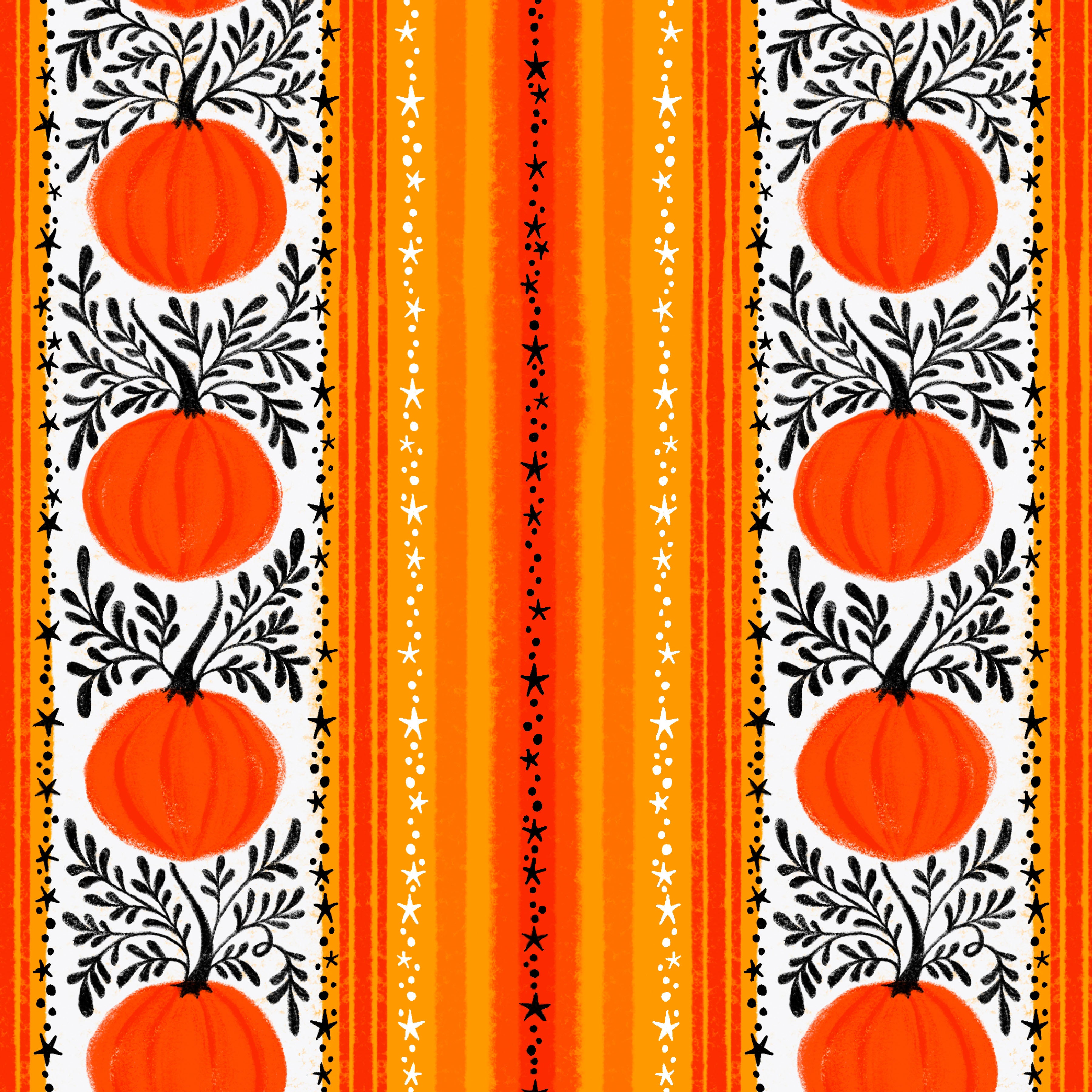 Ghostly Greetings | Pumpkin Vines - Orange by Cori Dantini for Free Spirit