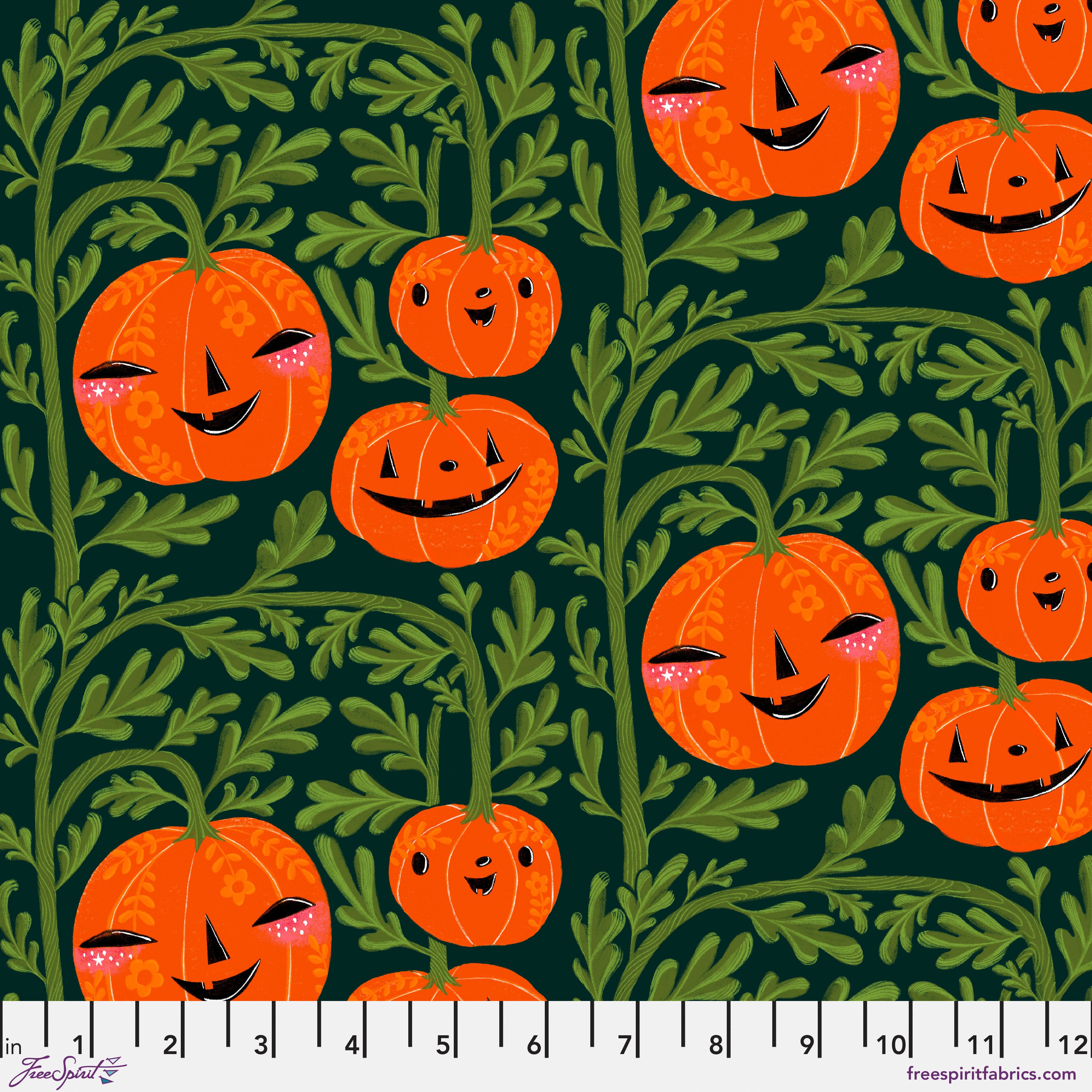 Ghostly Greetings | Pumpkin Head - Green by Cori Dantini for Free Spirit