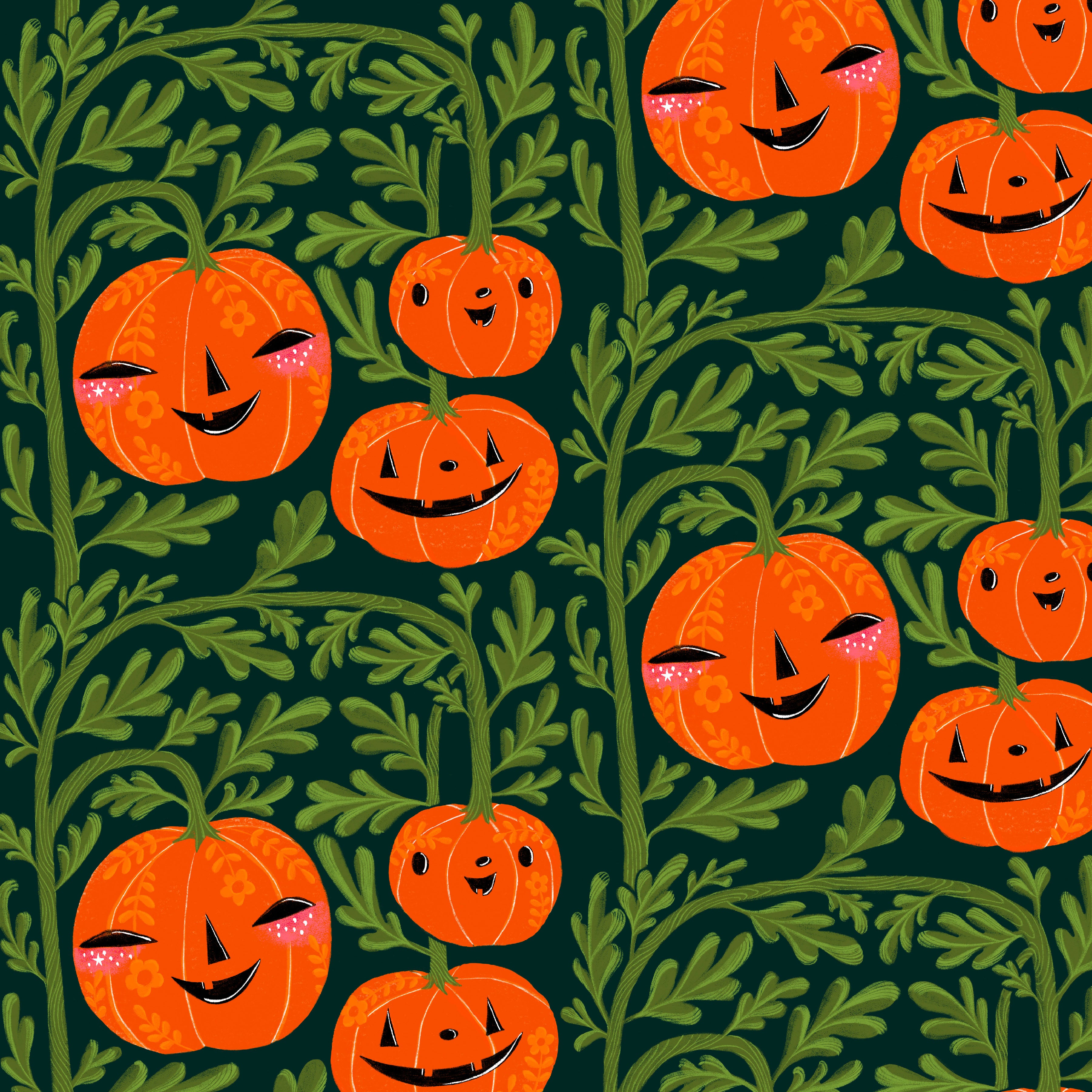 Ghostly Greetings | Pumpkin Head - Green by Cori Dantini for Free Spirit