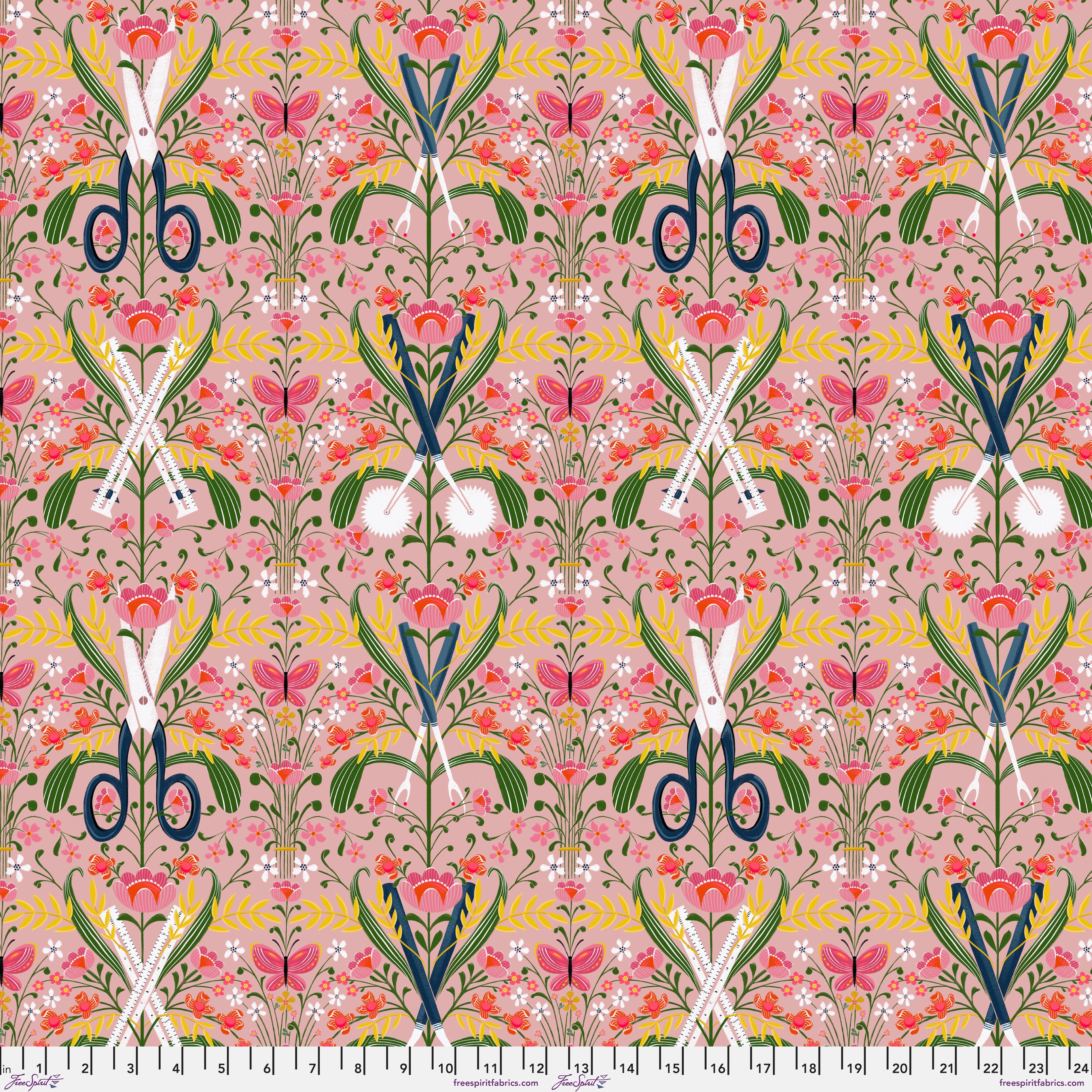 Magic Makers | Large Damask Gadgets - Pink by Cori Dantini for Free Spirit | PWCD119.XPINK