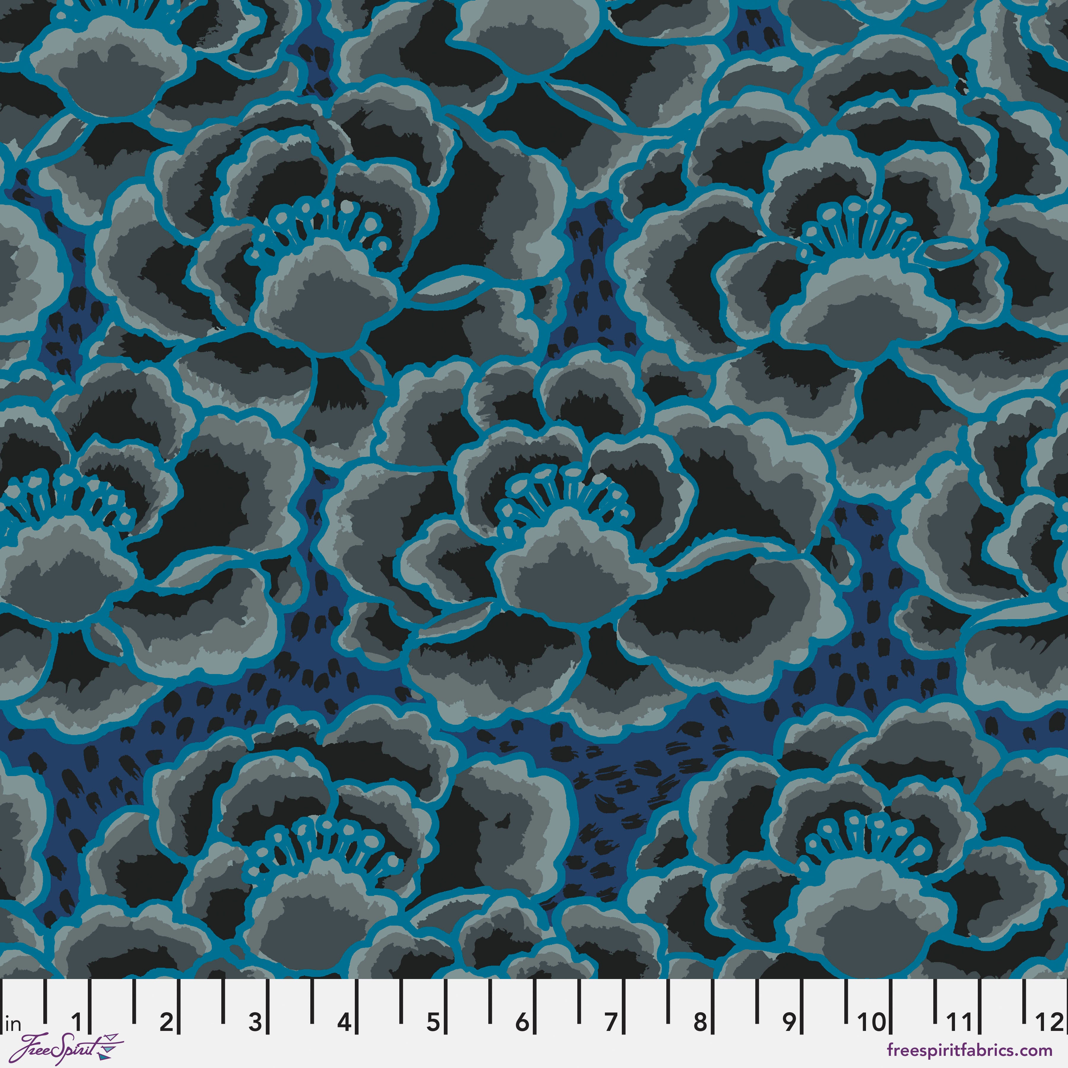 February 2023 | Tonal Floral Charcoal by Kaffe Fassett for Free Spirit | PWGP197.CHARCOAL