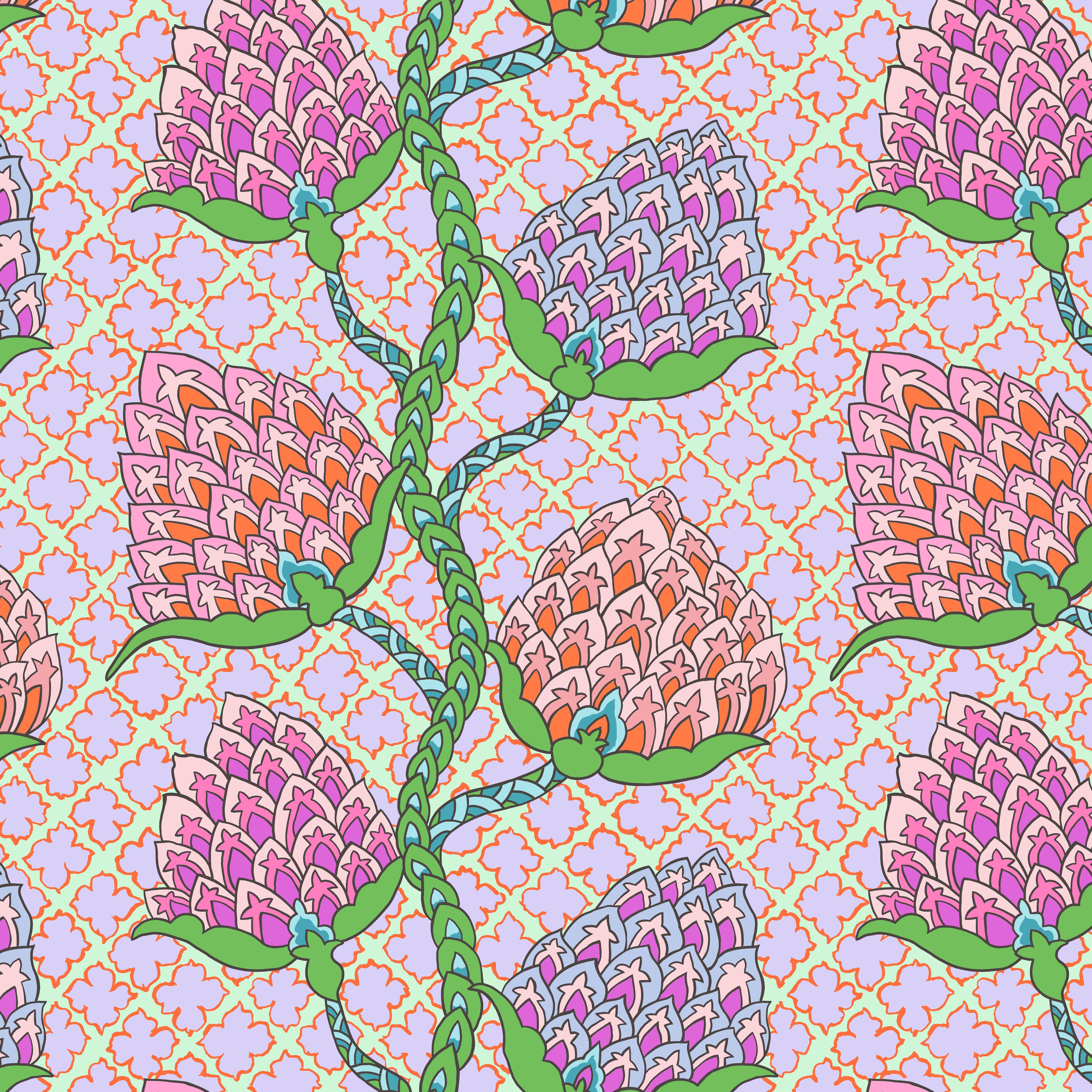 February 2024 | Paisley Flower - Pastel by Philip Jacobs for the Kaffe Fassett Collective