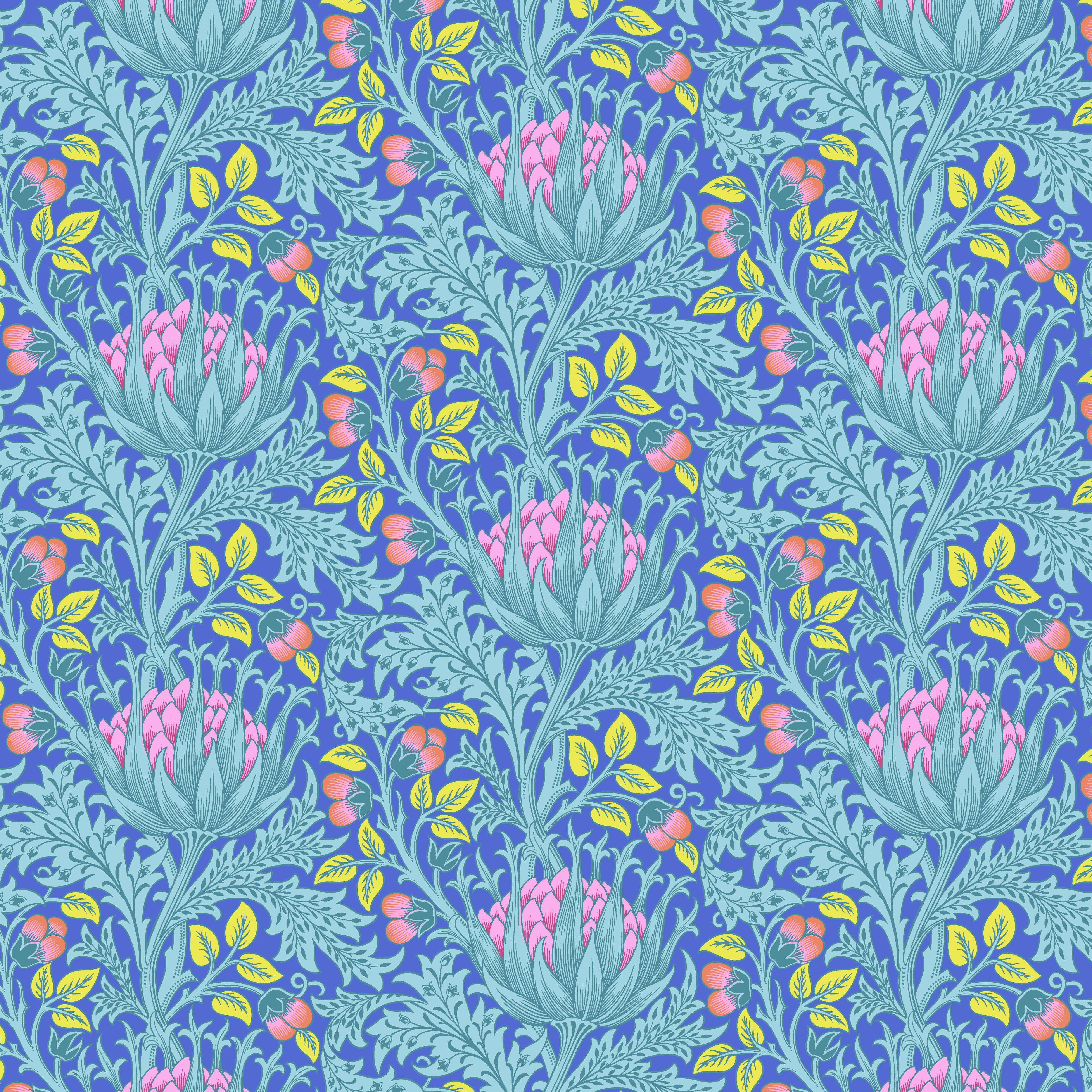 Kaffe Fassett x Morris & Co. | Artichoke - Blue by Free Spirit Fabrics | PWKW001.BLUE