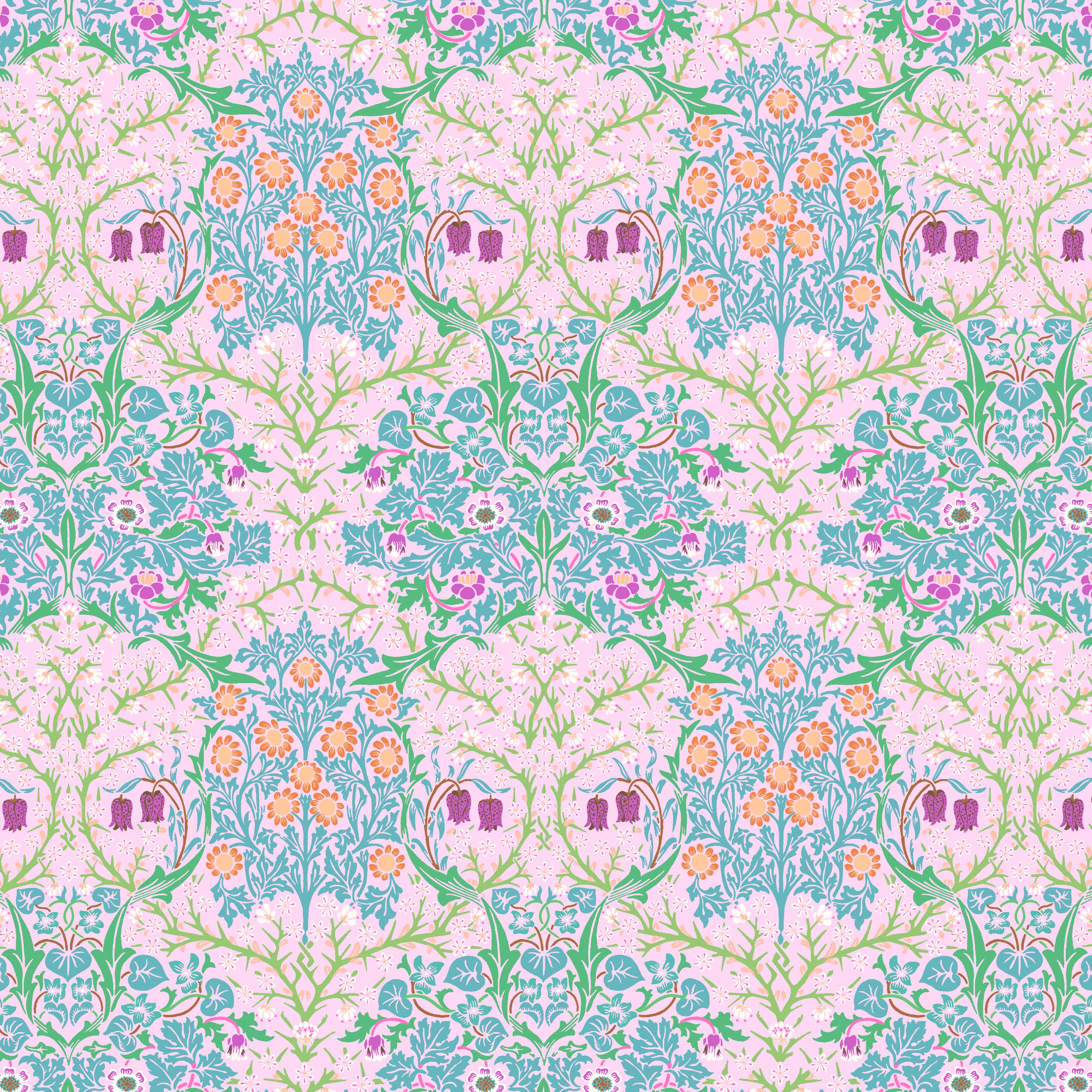 Kaffe Fassett x Morris & Co. | Blackthorn - Pink by Free Spirit Fabrics | PWKW002.PINK