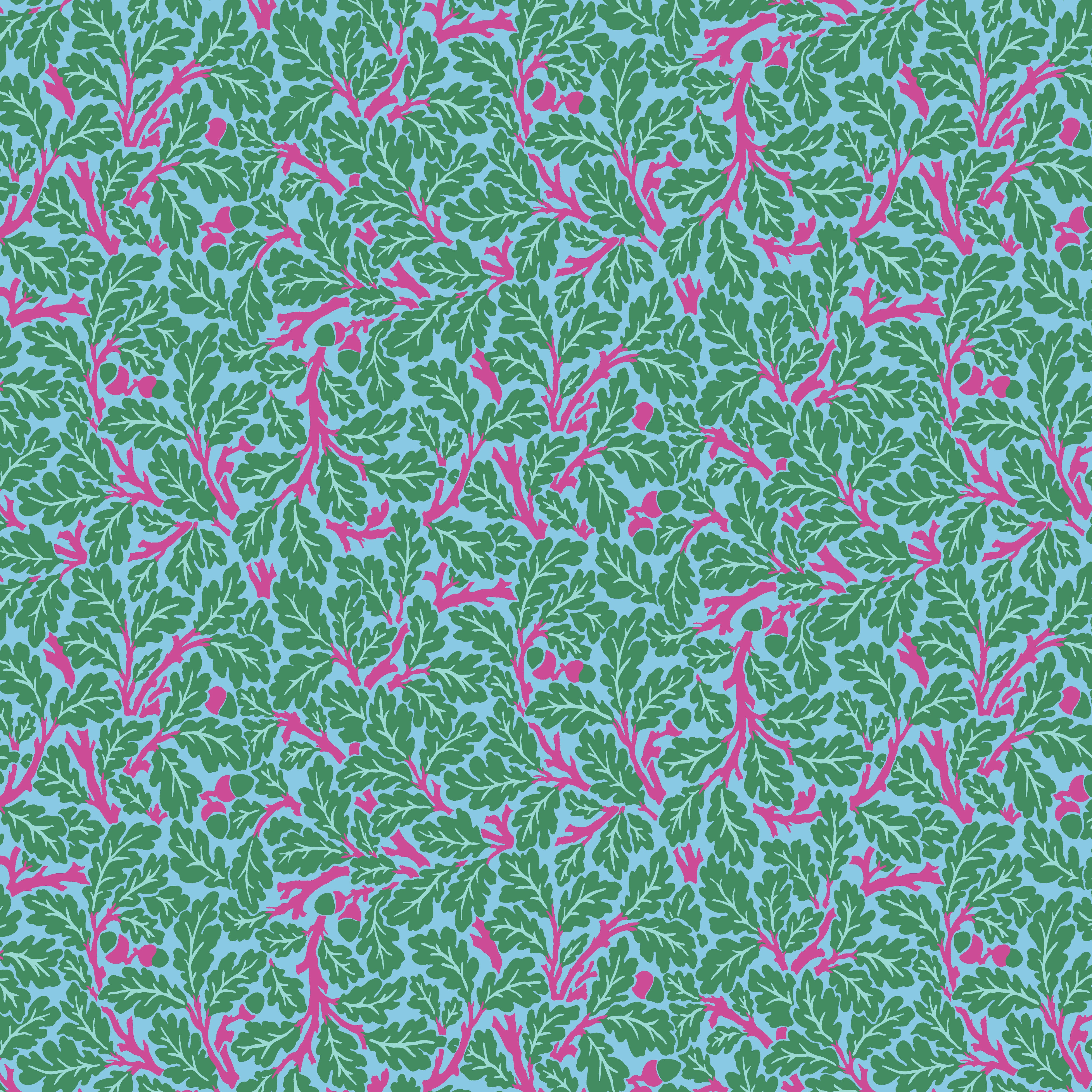 Kaffe Fassett x Morris & Co. | Oak - Turquoise by Free Spirit Fabrics | PWKW003.TURQUOISE