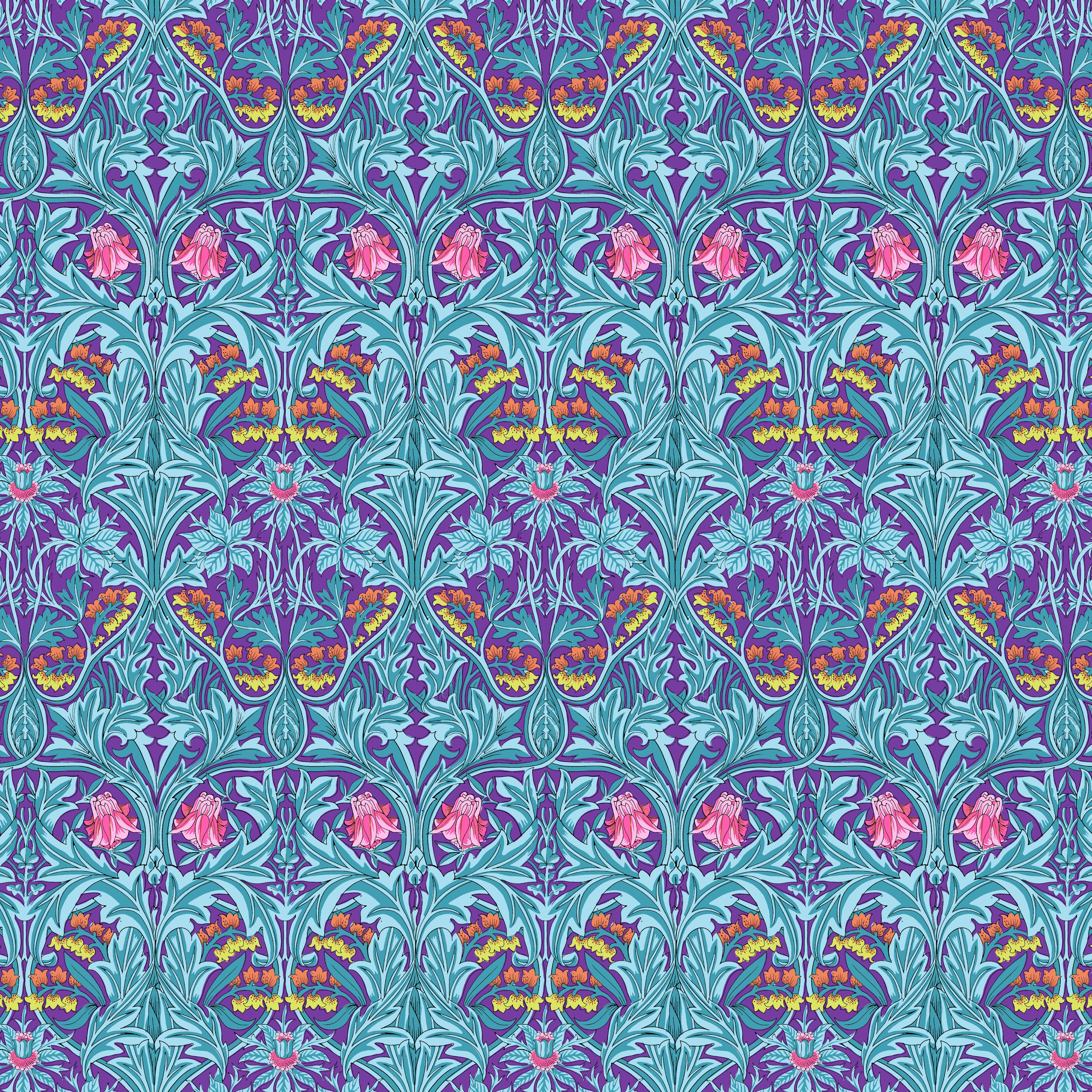 Kaffe Fassett x Morris & Co. | Bluebell - Purple by Free Spirit Fabrics | PWKW004.PURPLE