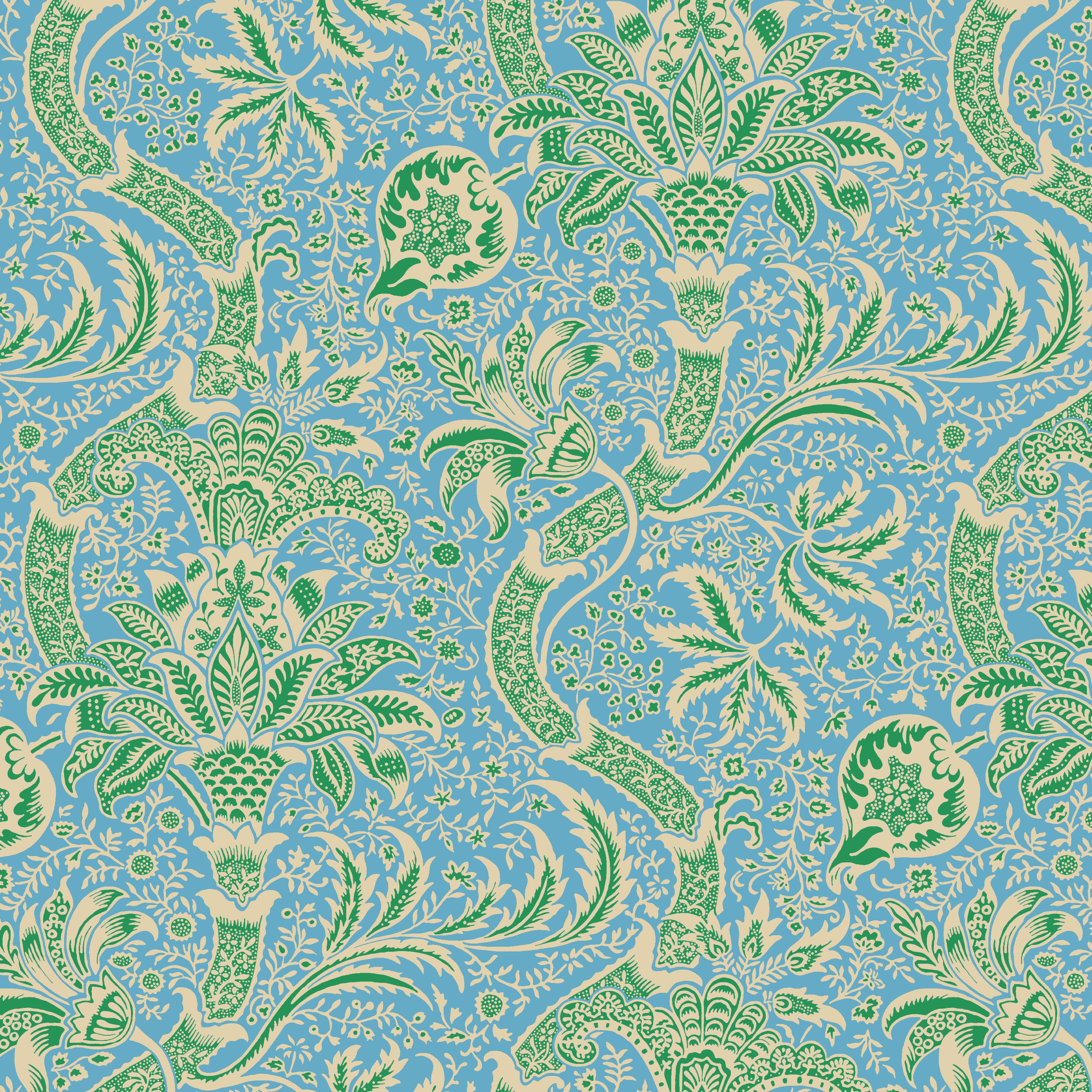 Kaffe Fassett x Morris & Co. | Indian - Aqua by Free Spirit Fabrics | PWKW005.AQUA