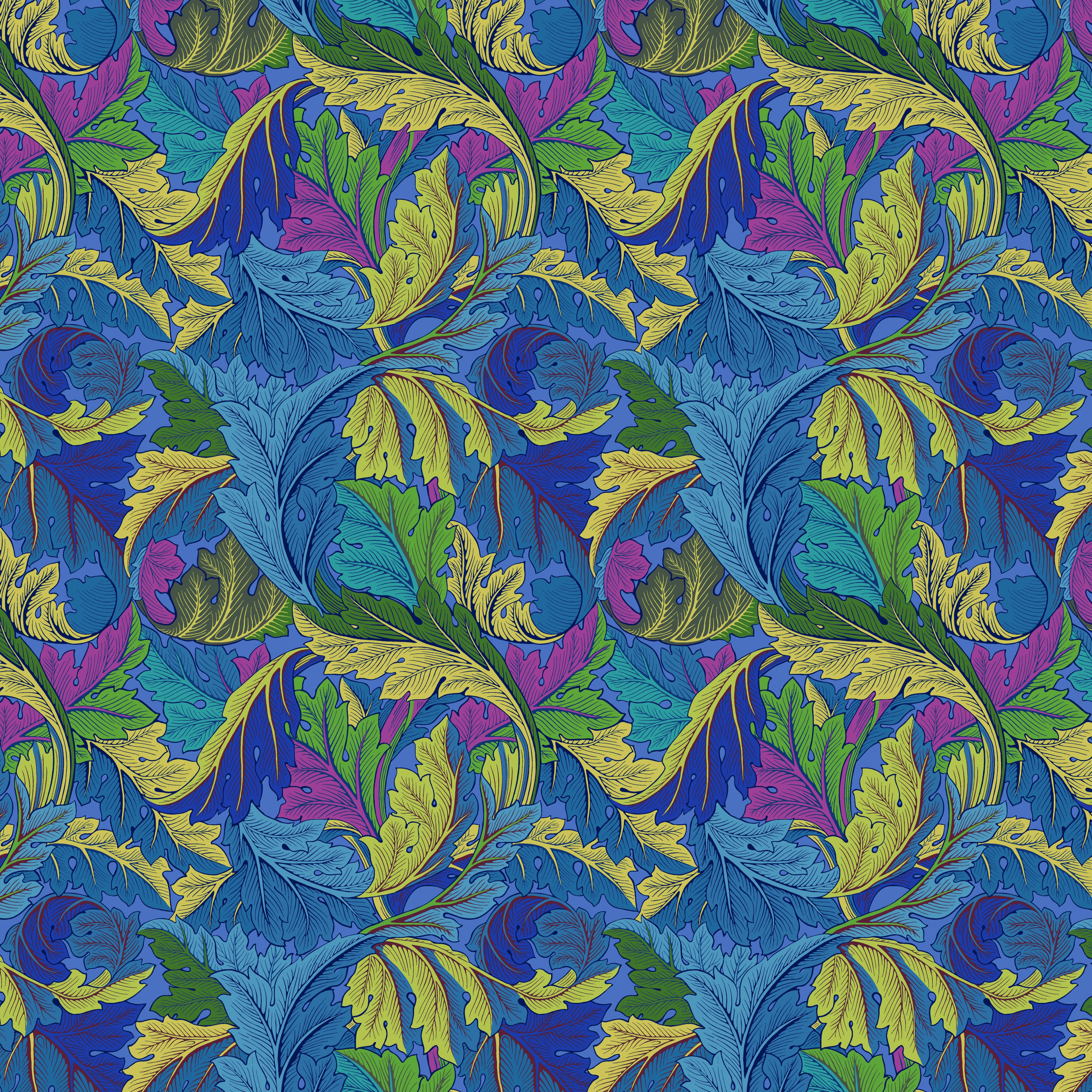 Kaffe Fassett x Morris & Co. | Acanthus - Cobalt by Free Spirit Fabrics | PWKW006.COBALT