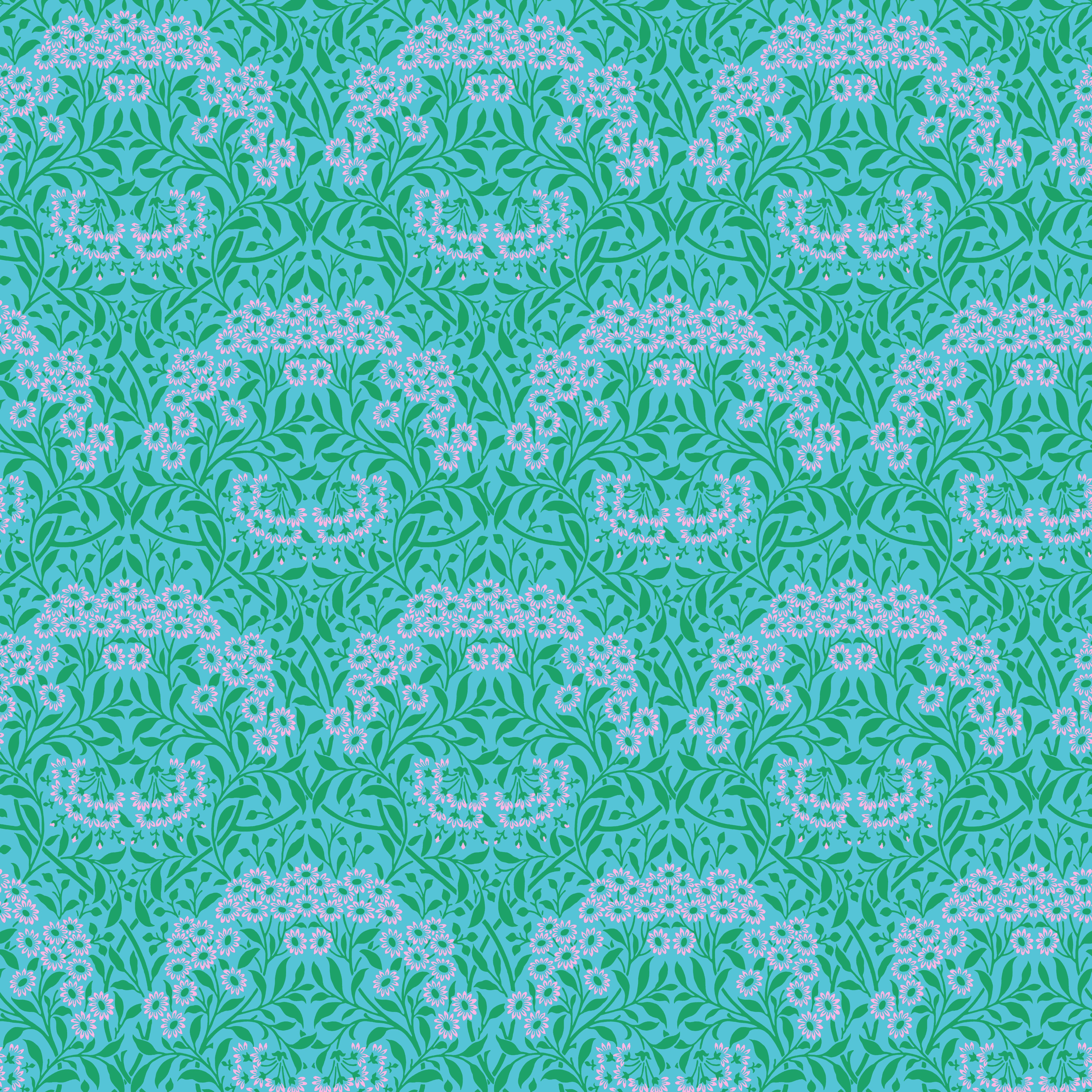 Kaffe Fassett x Morris & Co. | Michaelmas Daisy - Aqua by Free Spirit Fabrics | PWKW007.AQUA