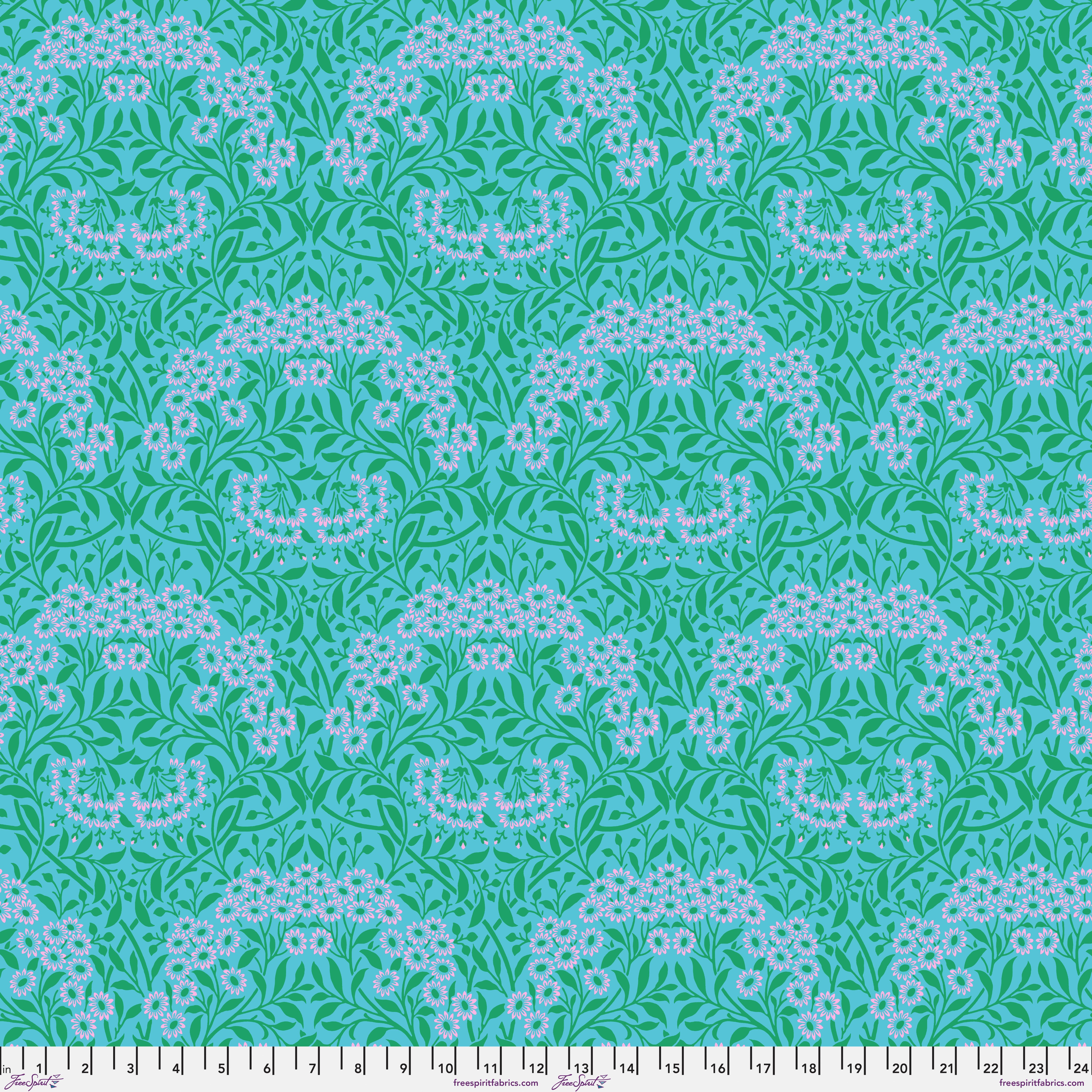 Kaffe Fassett x Morris & Co. | Michaelmas Daisy - Aqua by Free Spirit Fabrics | PWKW007.AQUA