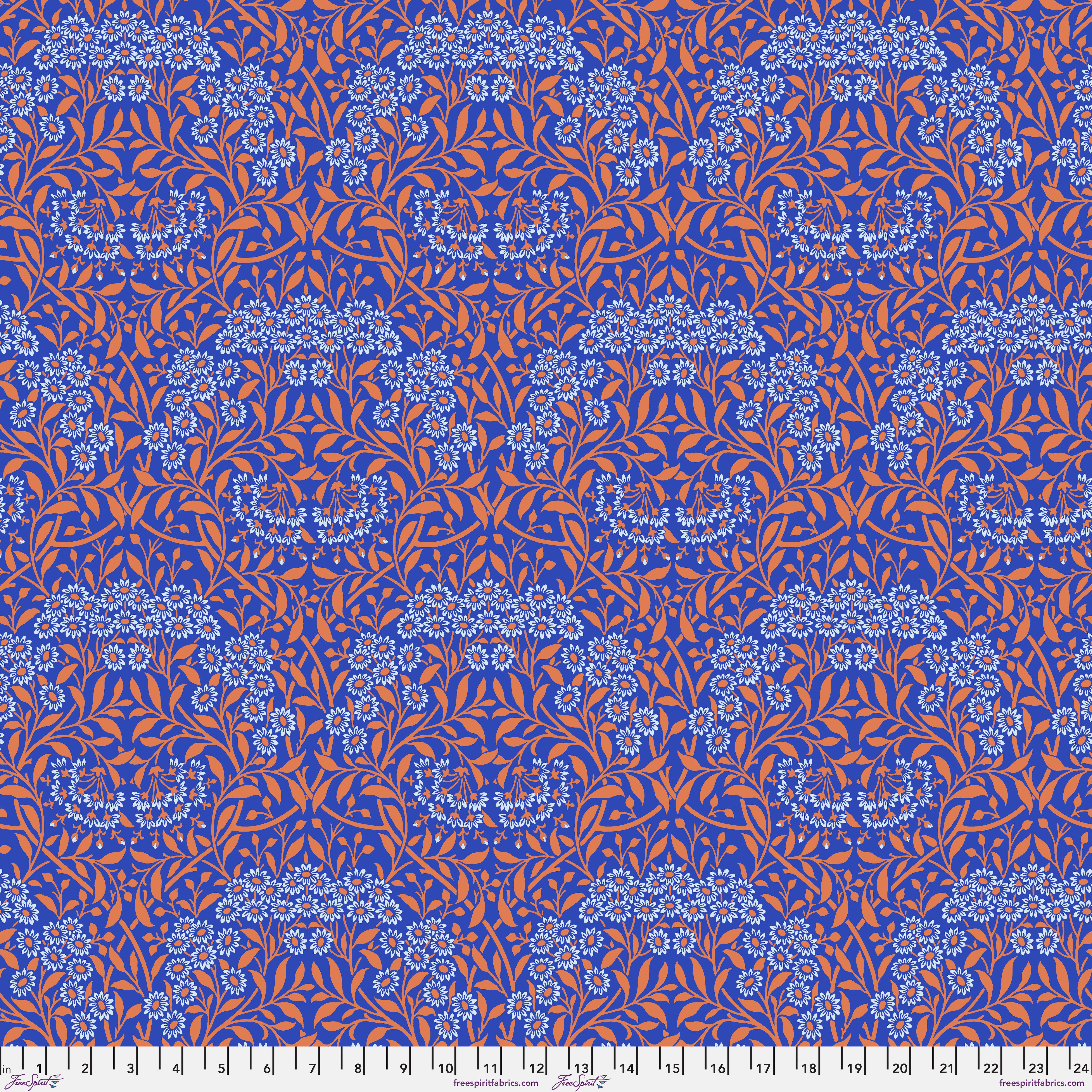 Kaffe Fassett x Morris & Co. | Michaelmas Daisy - Cobalt by Free Spirit Fabrics | PWKW007.COBALT