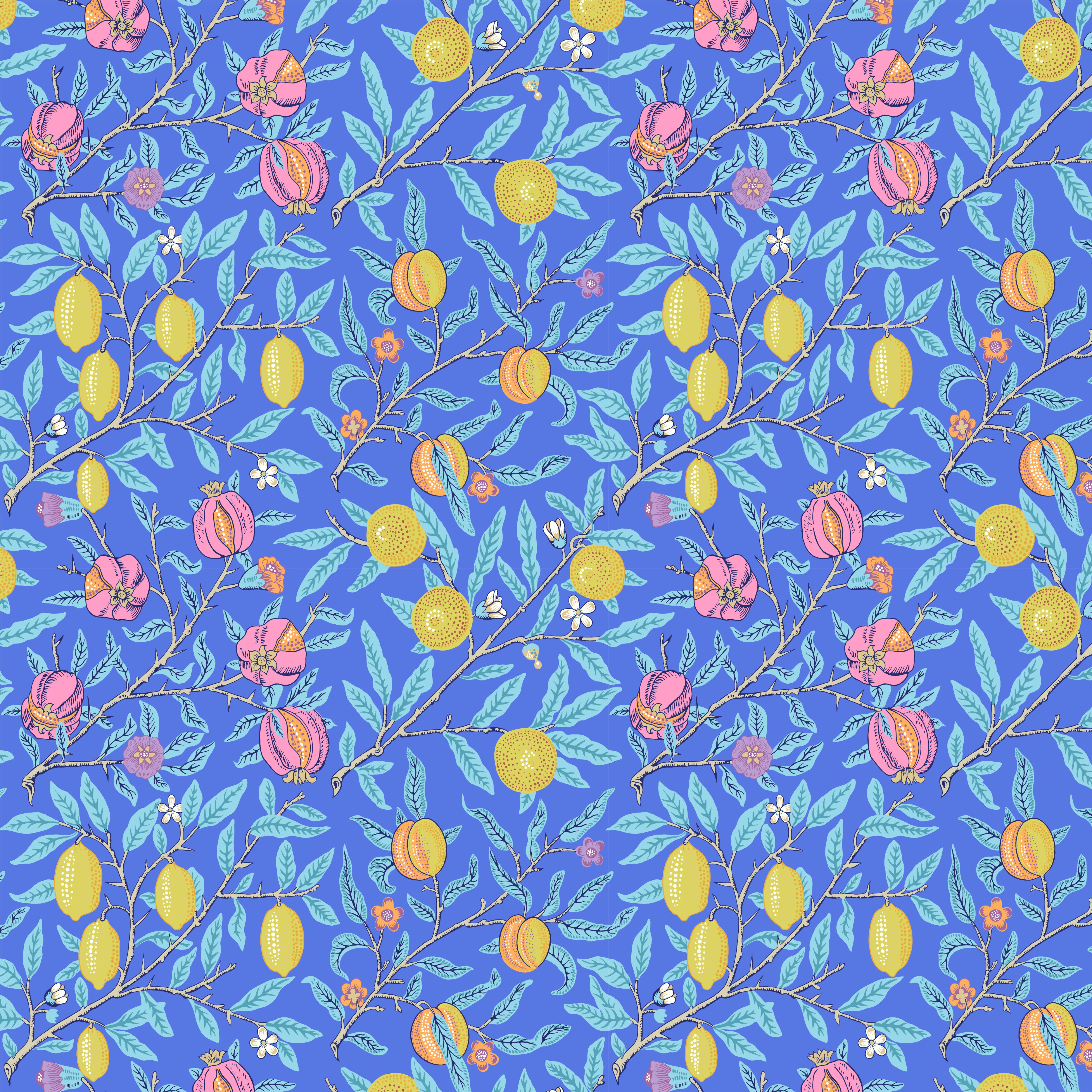 Kaffe Fassett x Morris & Co. | Fruit - Cobalt by Free Spirit Fabrics | PWKW010.COBALT